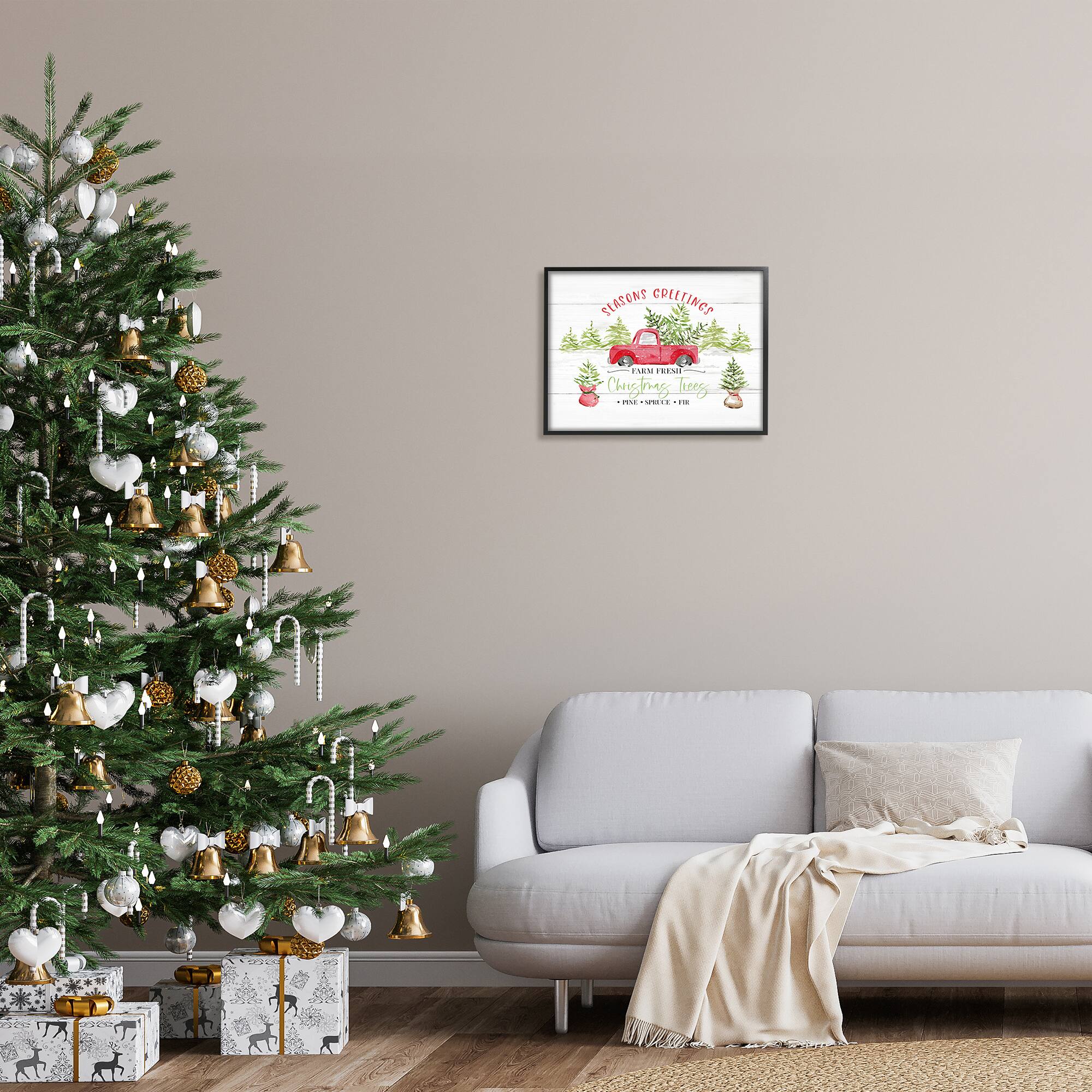 Stupell Industries Farm Fresh Christmas Trees Seasonal Framed Giclee Art
