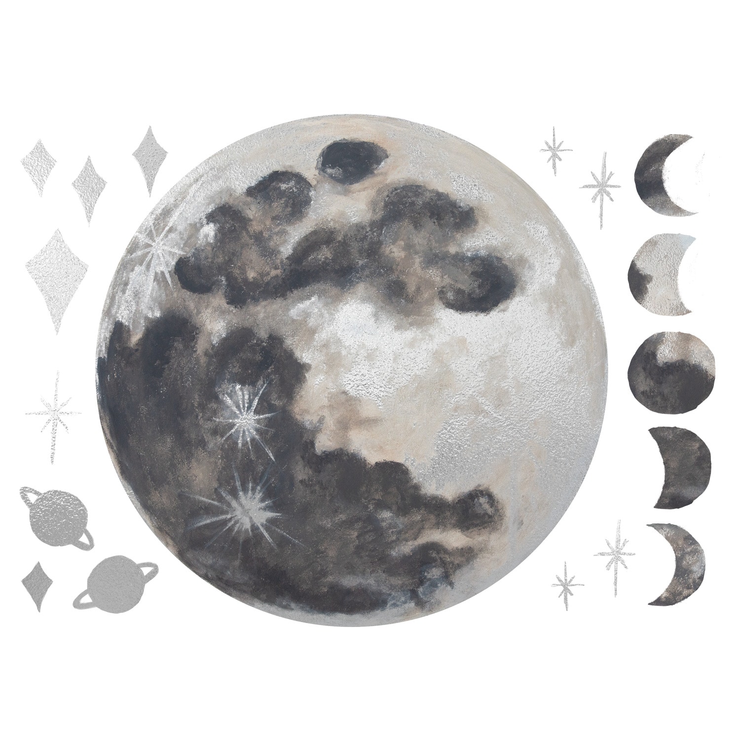 RoomMates Mr. Kate Moon Peel & Stick Wall Decals with Metallic Silver Ink