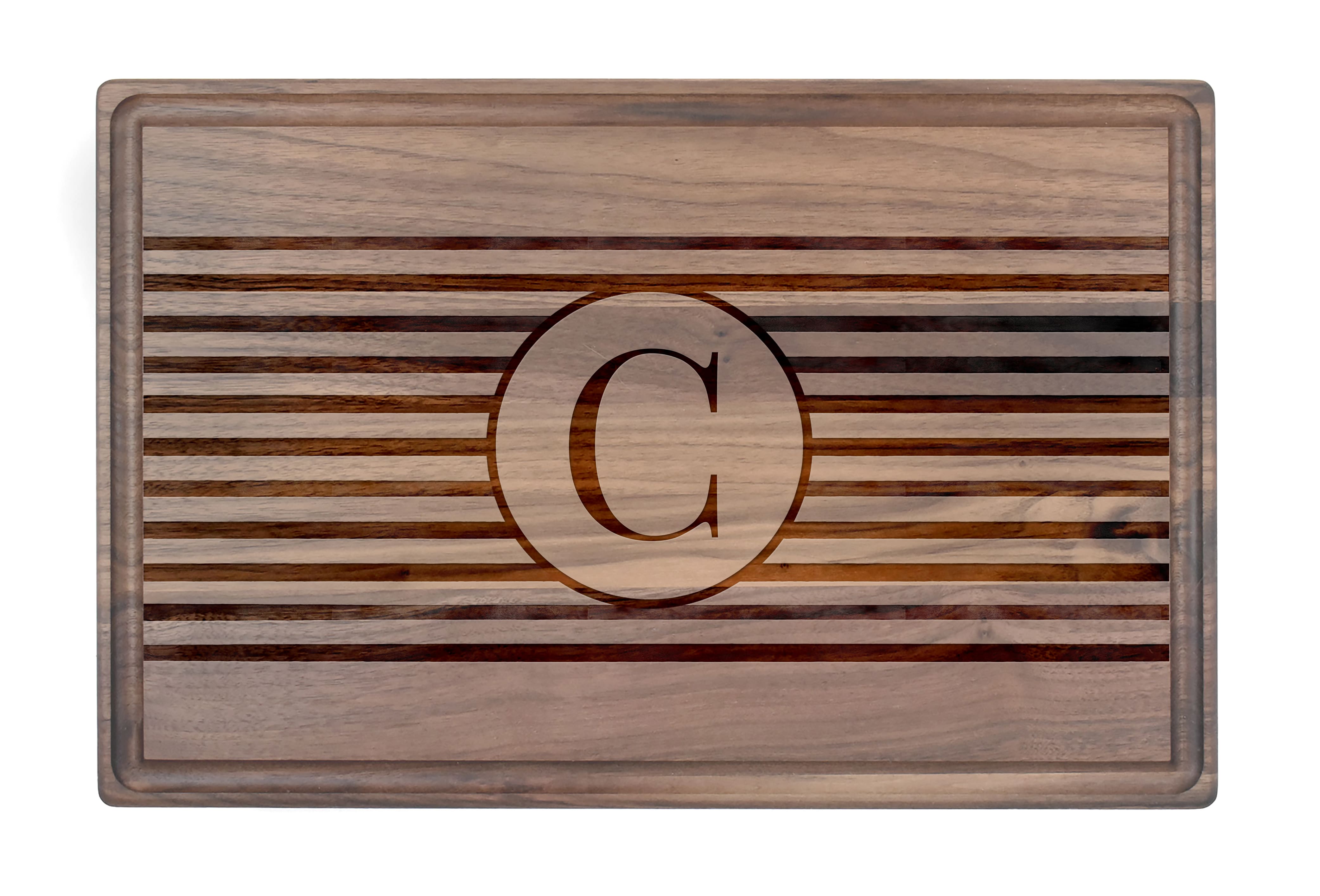 Stripe Monogram Walnut Cutting Board