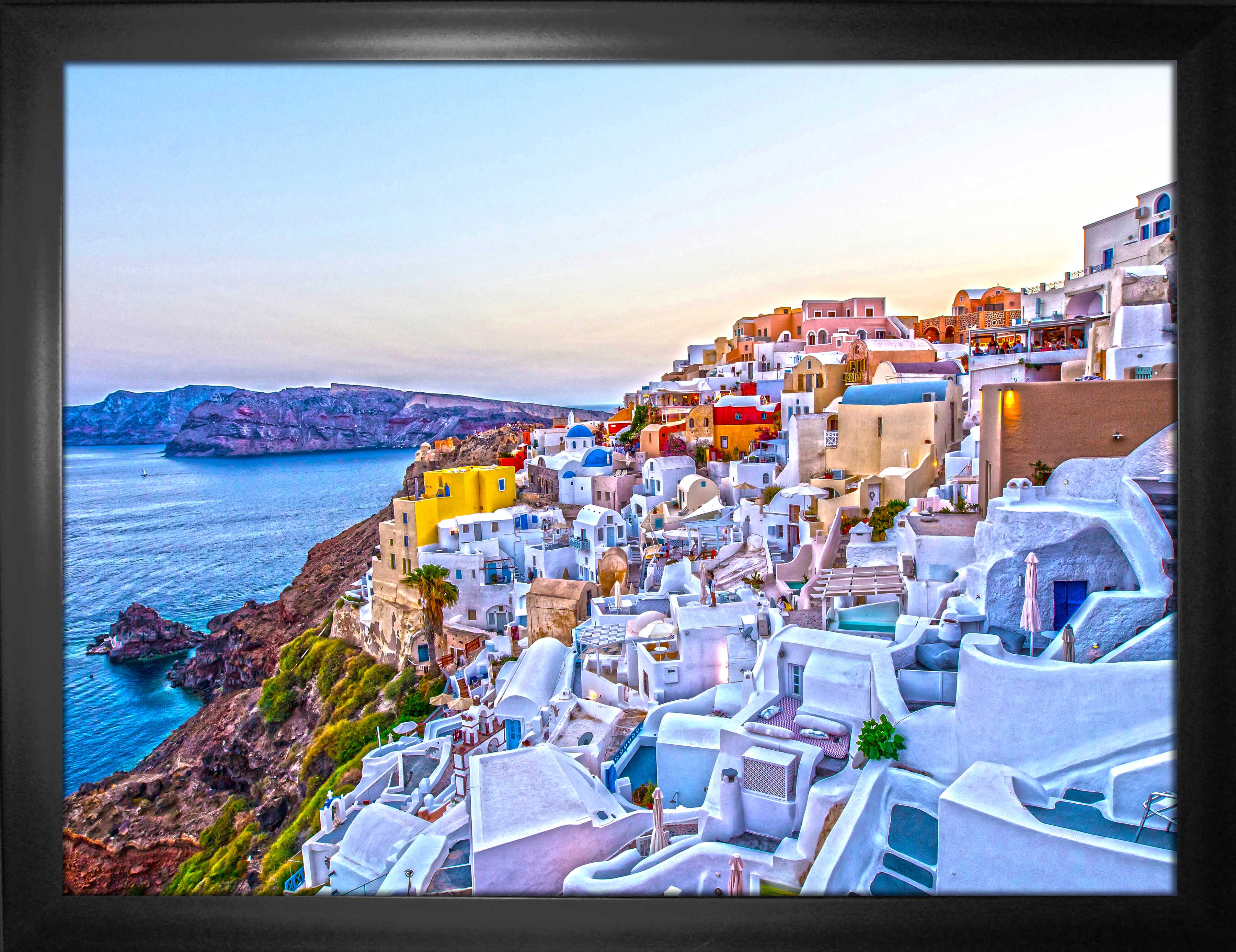 Santorini, Greece 24" x 32" Framed Canvas Oia Houses 35.5" x 27.5"