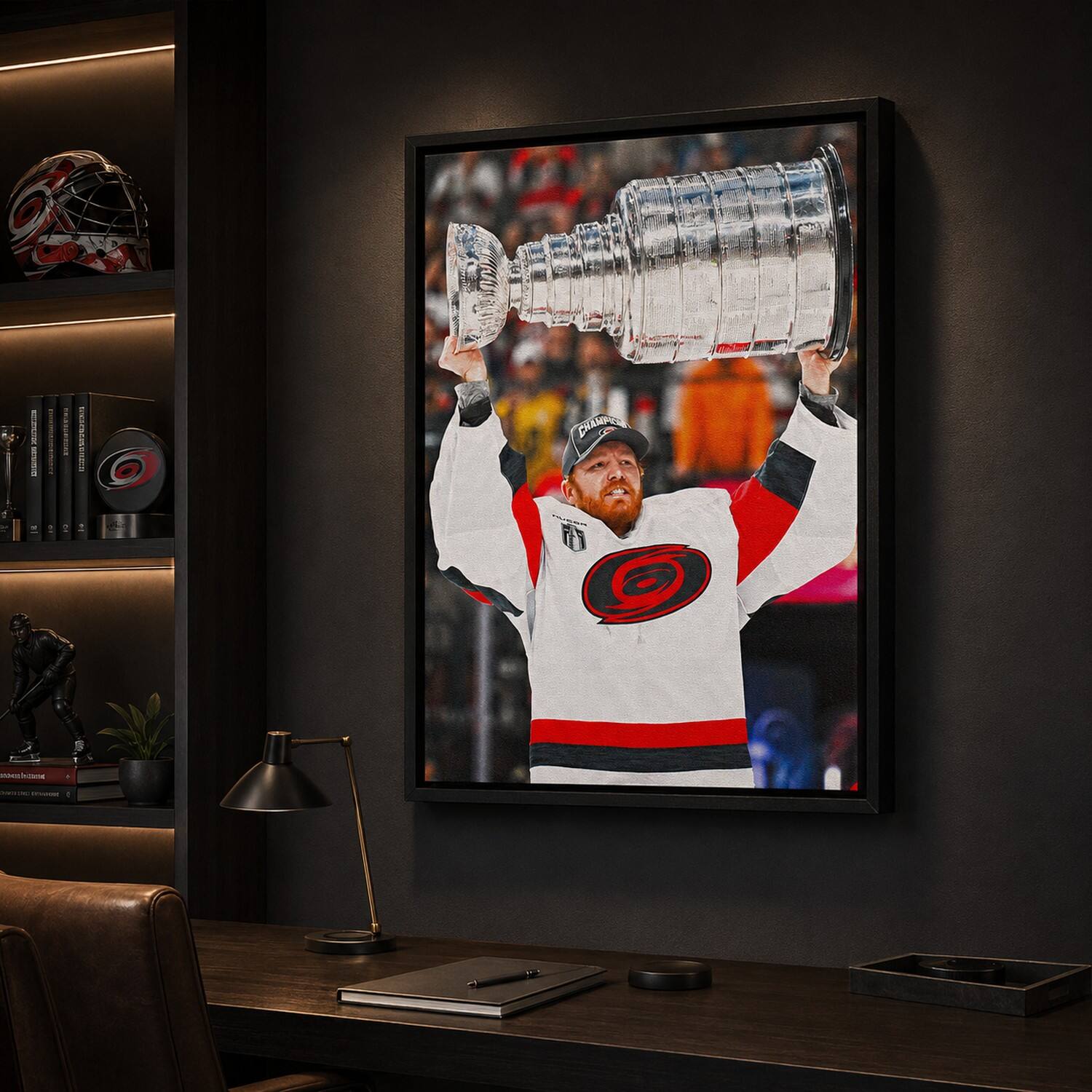 Frameworth 22.5" x 31.5" Licensed Frederik Andersen Hurricanes 2026 Champions Framed Canvas