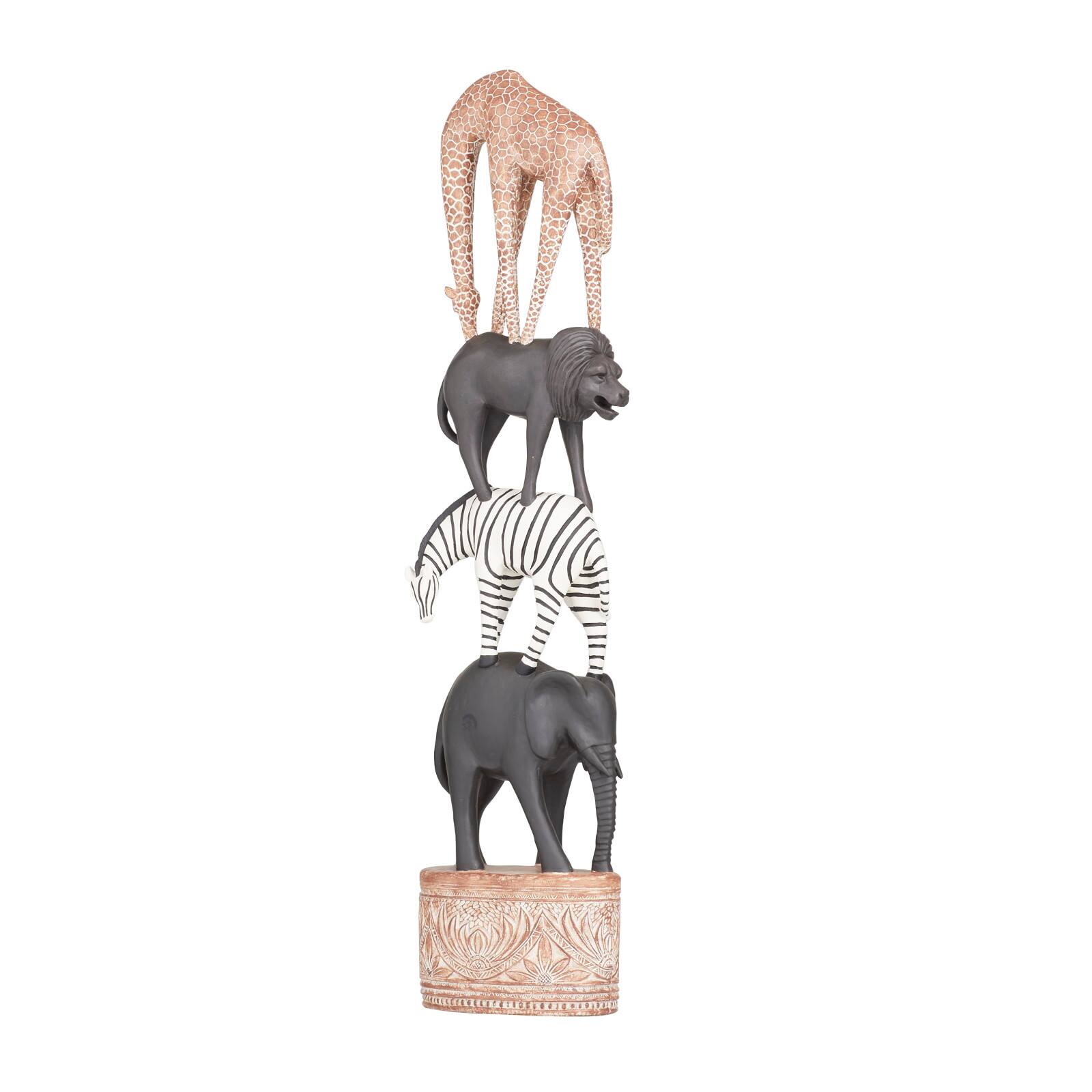 Multi Polystone Traditional Animals Sculpture 33" x 8" x 5"
