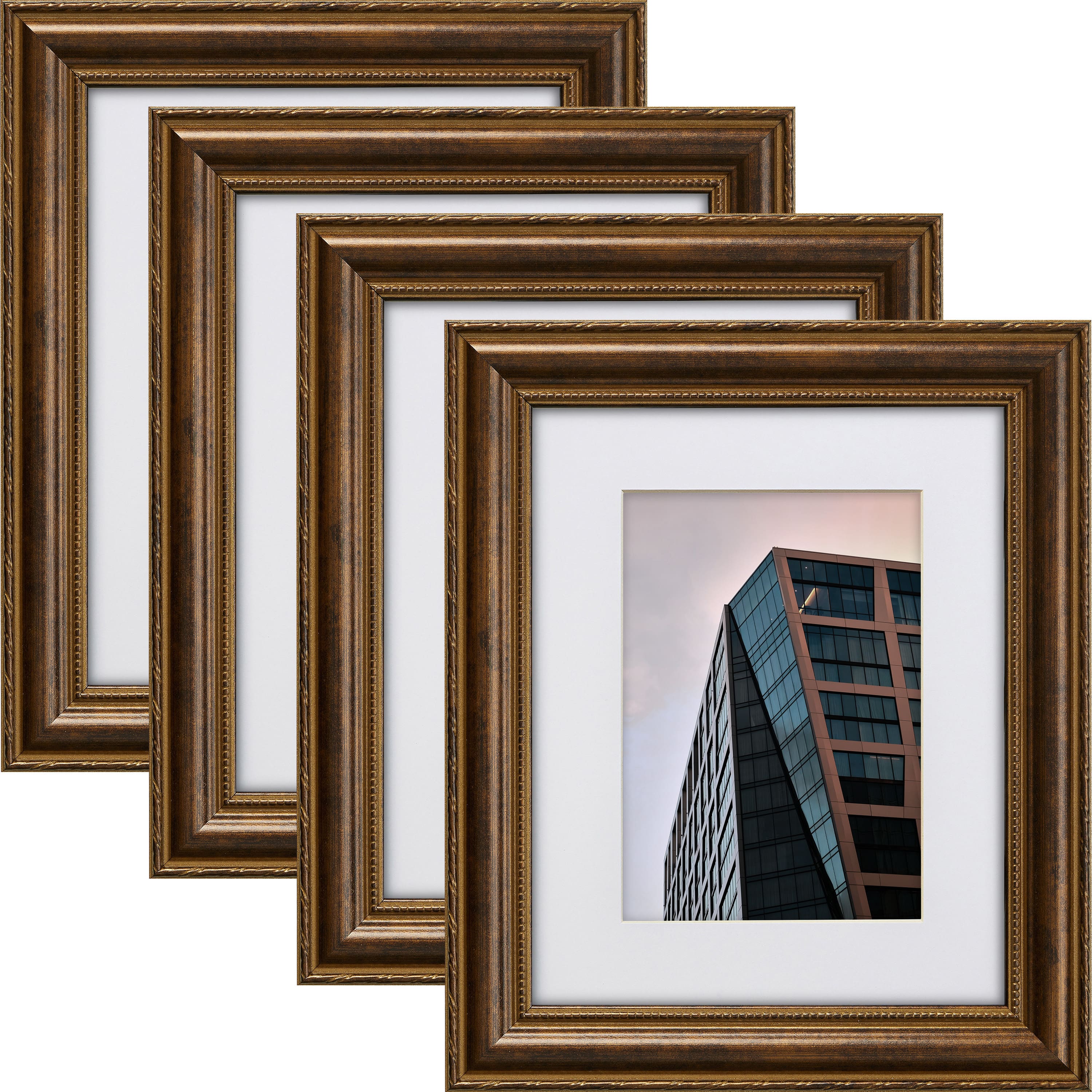 Craig Frames 4 Pack: Victoria Ornate Bronze Picture Frame with Mat