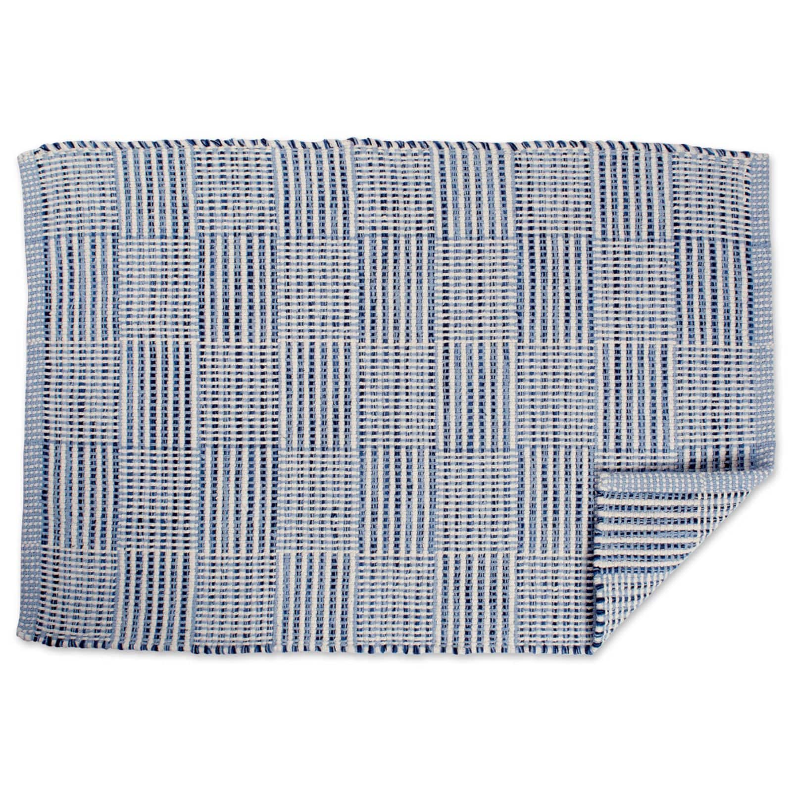 DII® Blue Squares Recycled Yarn Rug, 2ft. x 3ft.