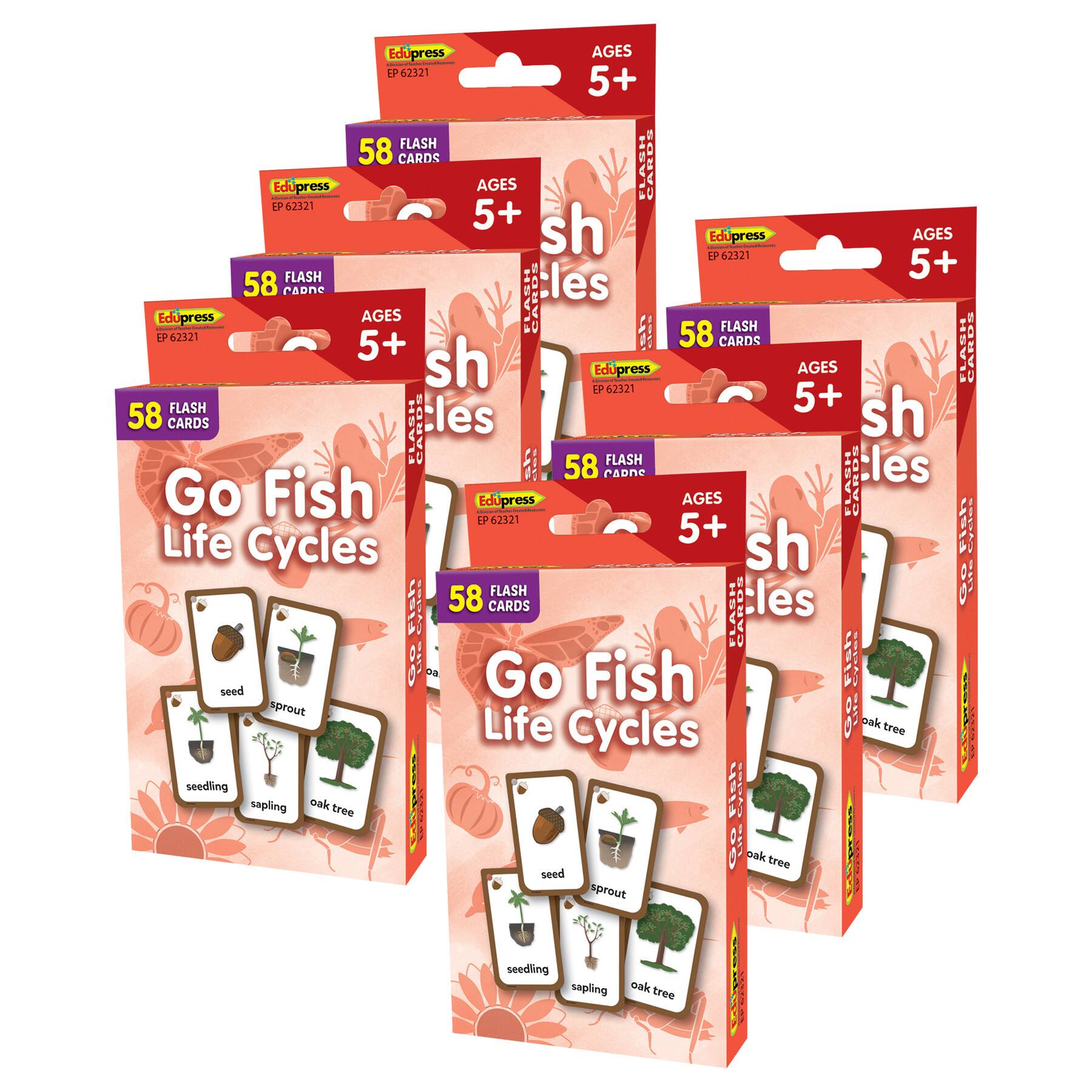 Edupress™ Go Fish Life Cycles Flash Cards, 6 Packs of 58