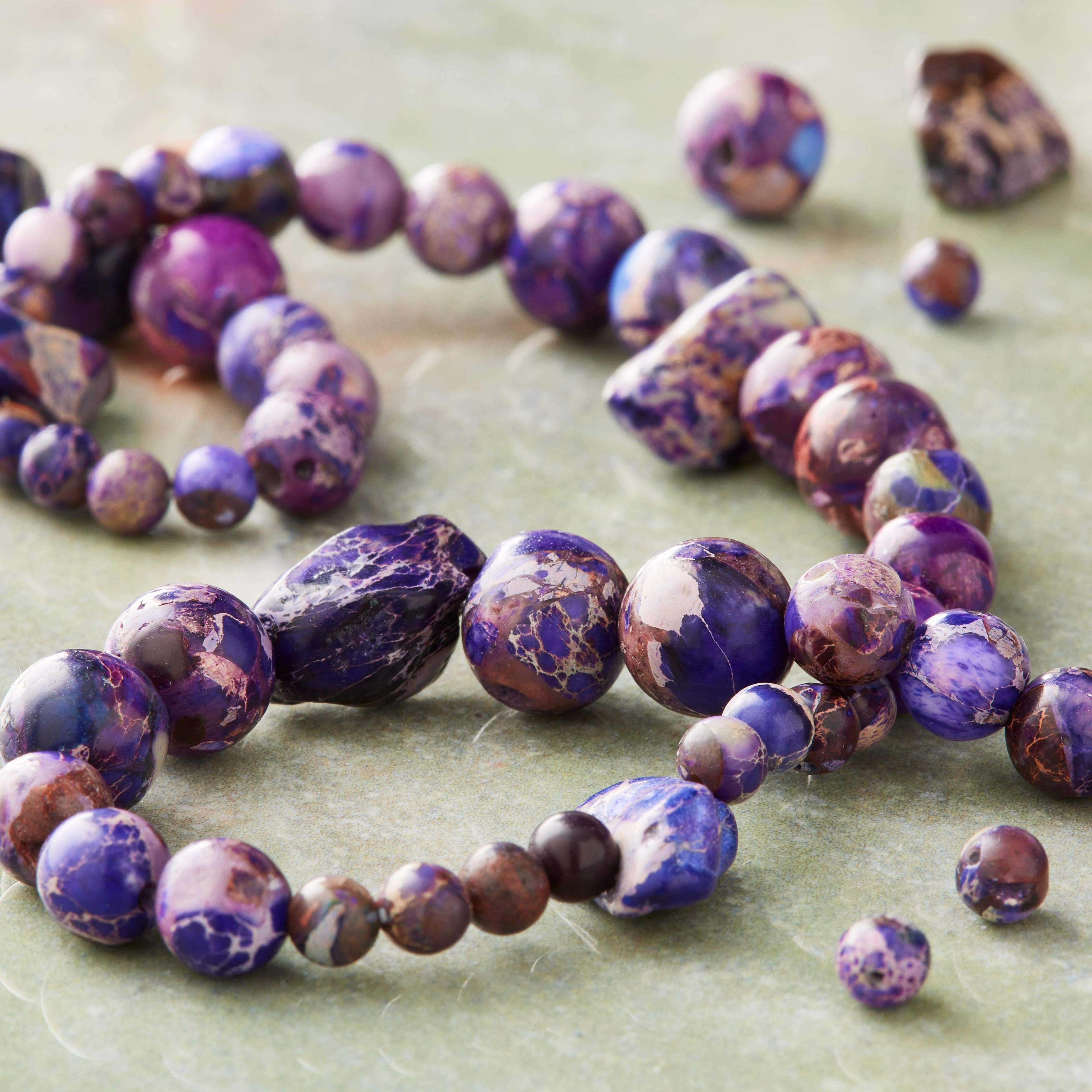 6 Pack: Dark Purple Jasper Semi-Precious Beads Value Pack by Bead Landing™