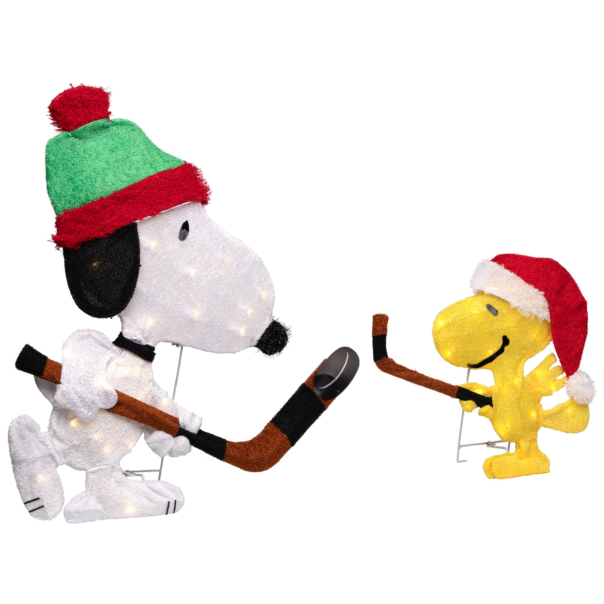 28" Lighted Snoopy & Woodstock Play Hockey Outdoor Christmas Yard Decoration