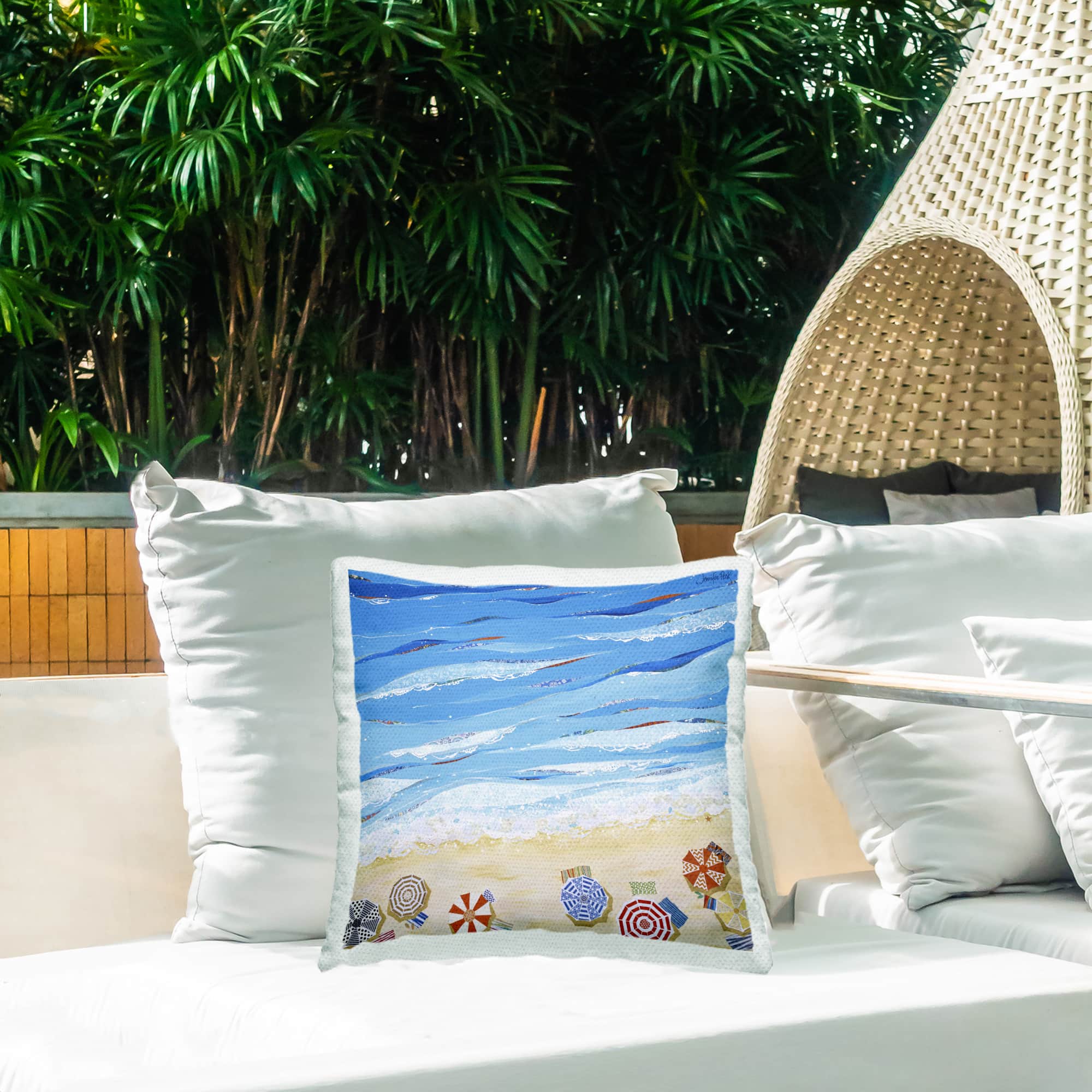 Stupell Industries 18" x 18" Made In The Shade Beach Outdoor Print Throw Pillow