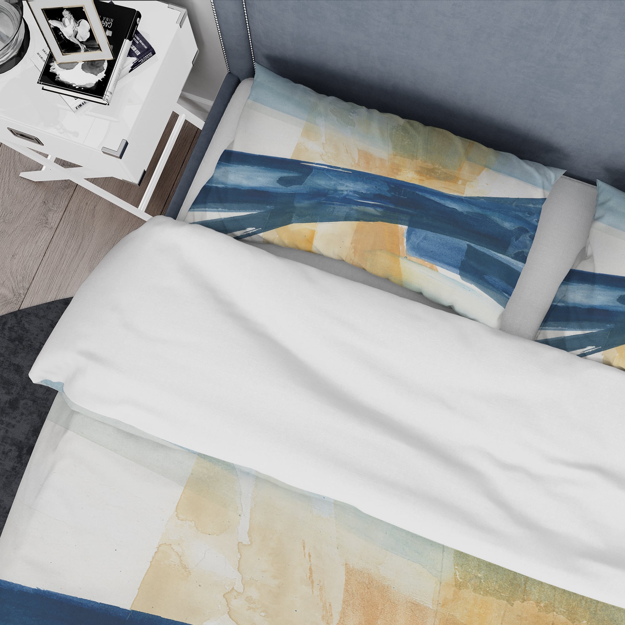 Designart 'Indigo Panel III' Geometric Bedding Set - Duvet Cover & Shams