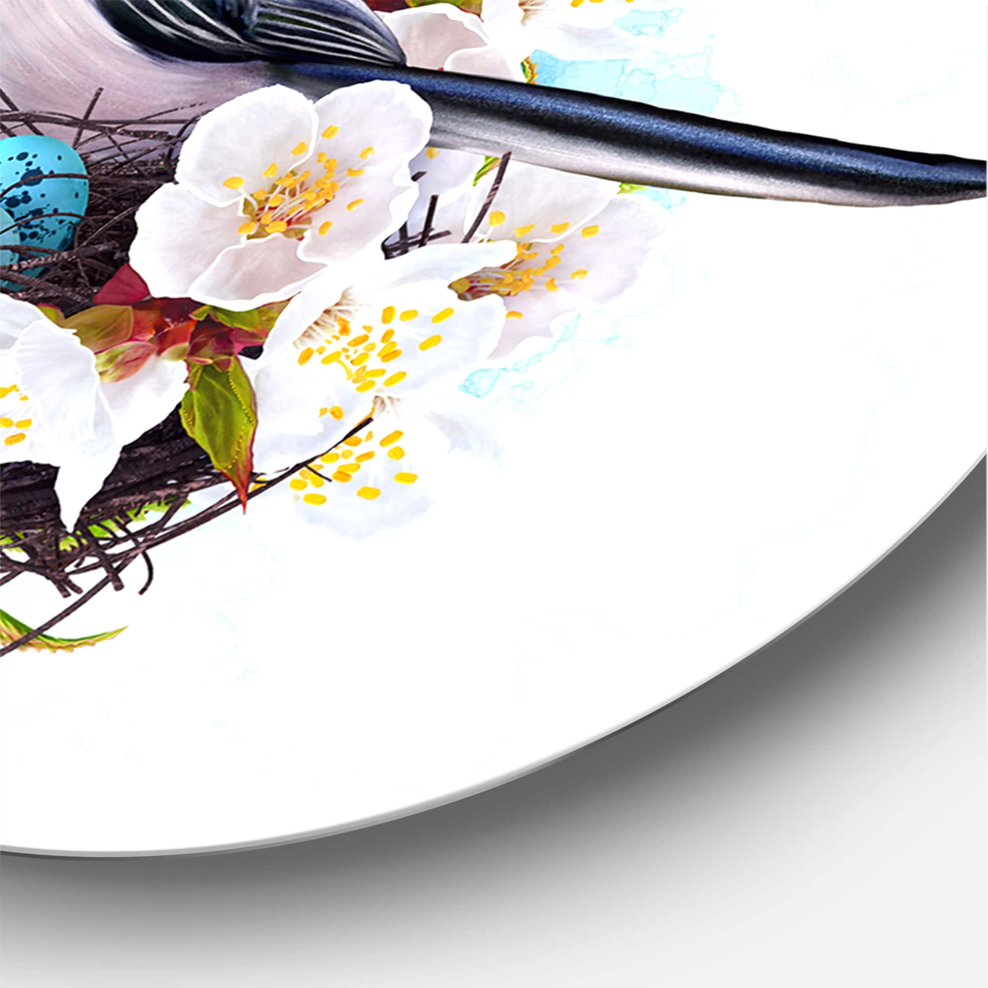 Designart - Two Tit Birds Sitting Near The Nest With Eggs II - Traditional Metal Circle Wall Art