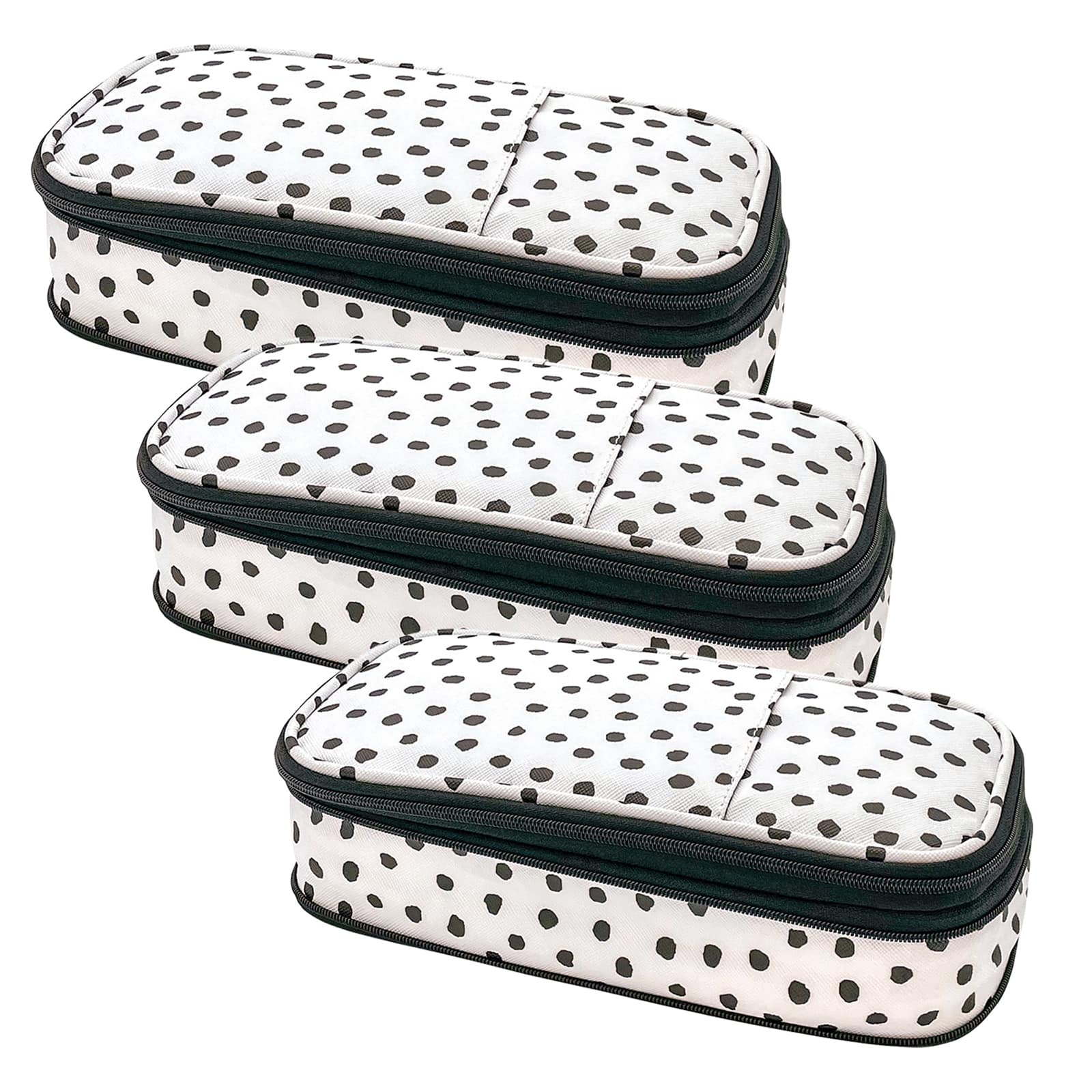 Teacher Created Resources Black Painted Dots on White Pencil Cases, 3ct.