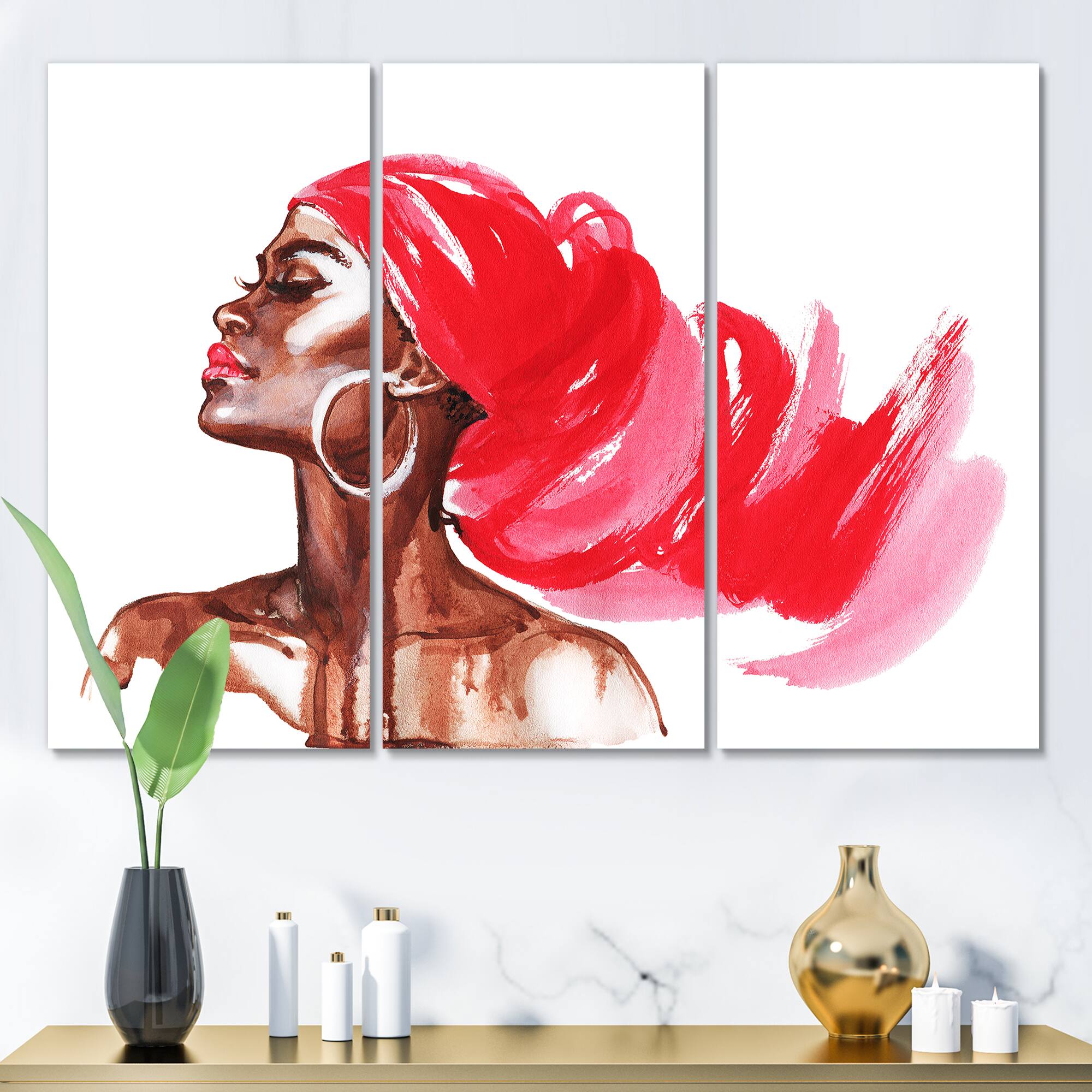 Designart - Portrait of African American Woman IX - Modern Canvas Wall Art Print