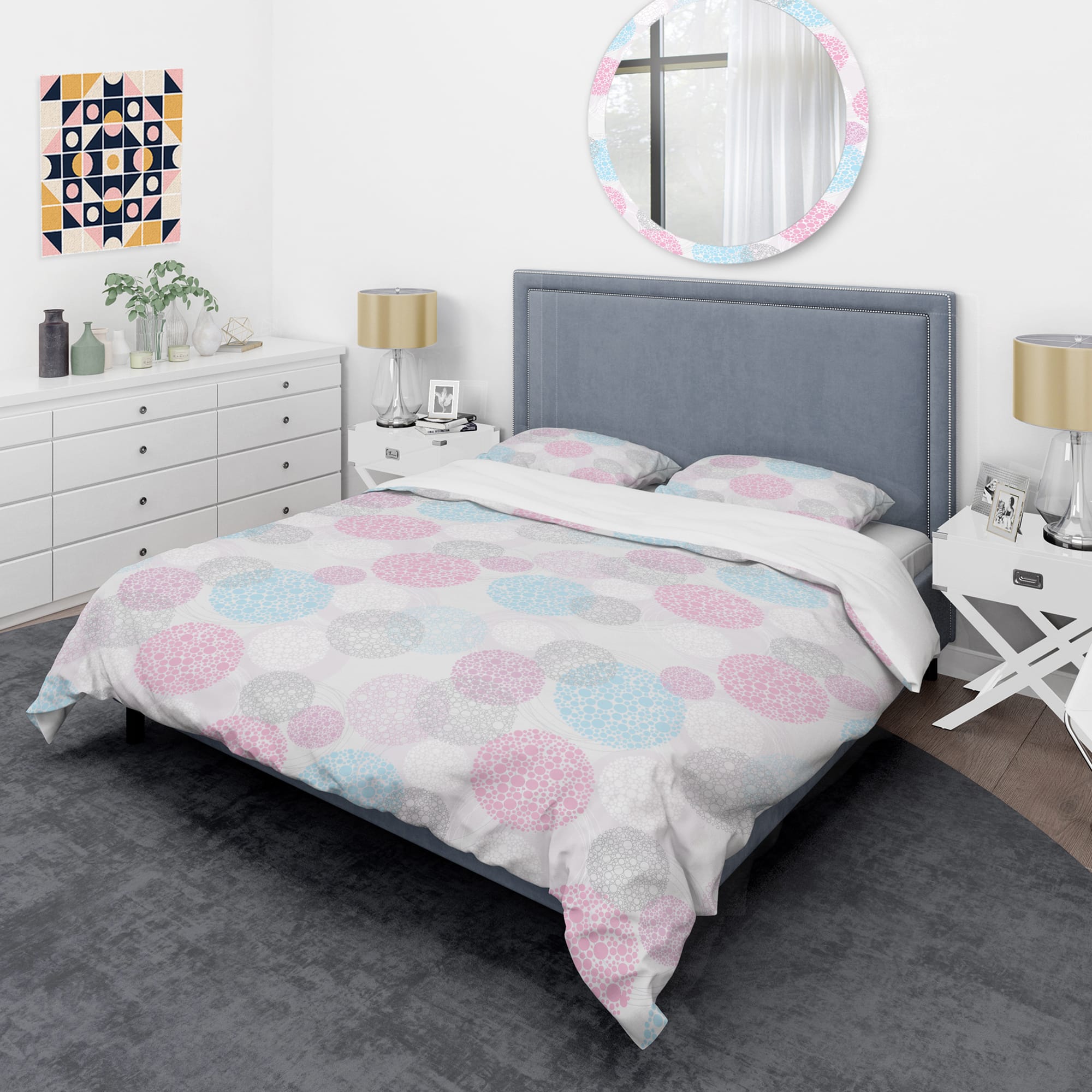 Designart 'Circular Abstract Retro Geometric III' Mid-Century Duvet Cover Set