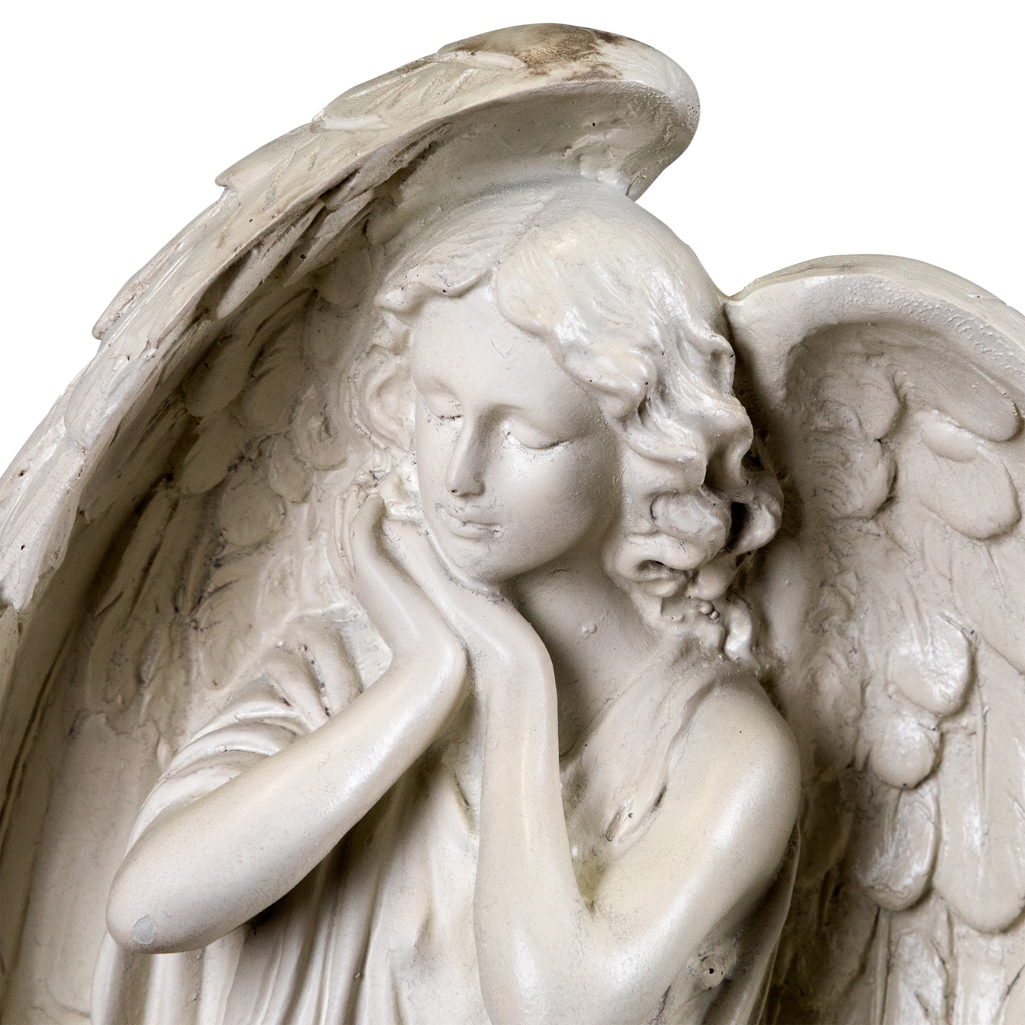 Standing Angel with Wings Outdoor Garden Statue - 16.5"