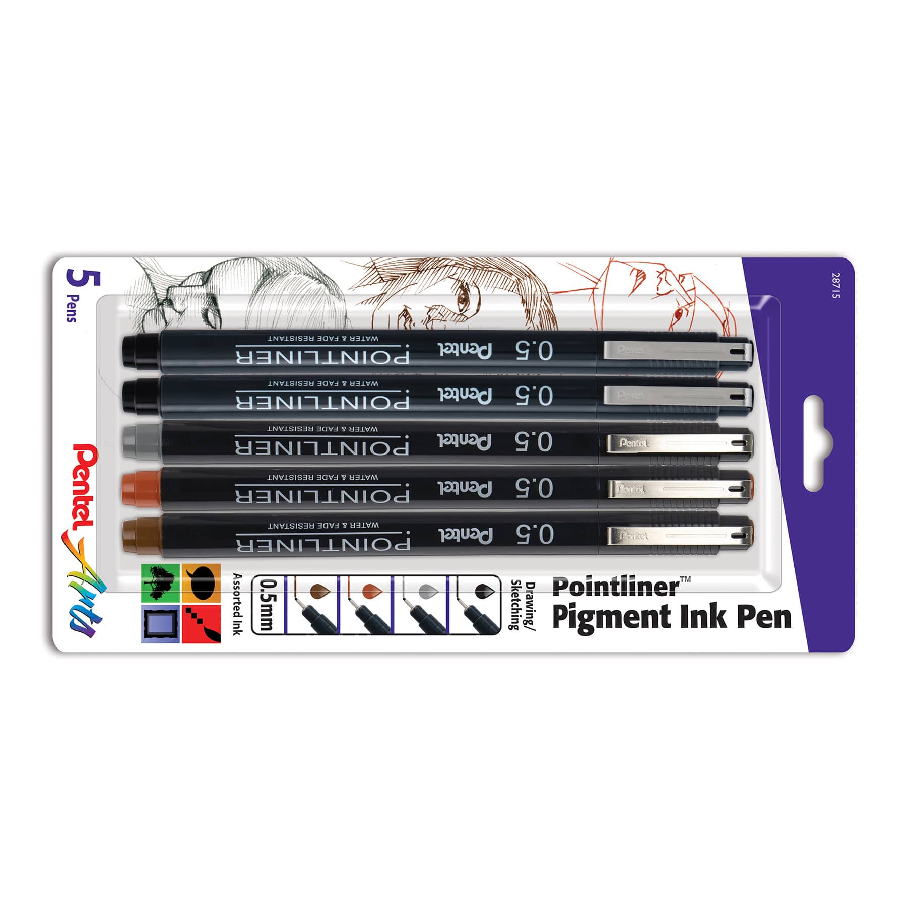 Pentel Arts® Pointliner™ 0.5mm Pigment Ink Pen Set