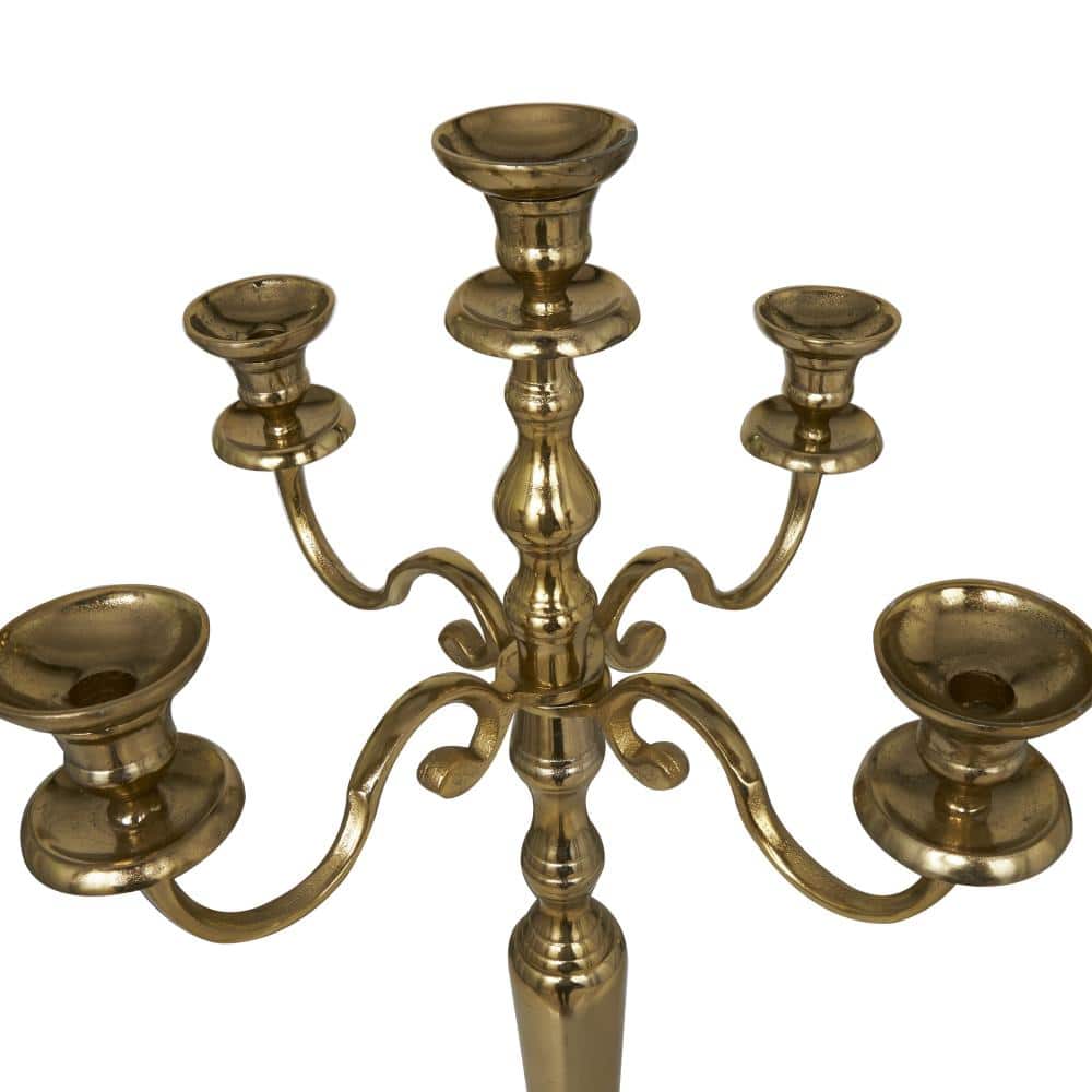 47" Gold Aluminum Tall Floor 5 Candle Decorative Candelabra