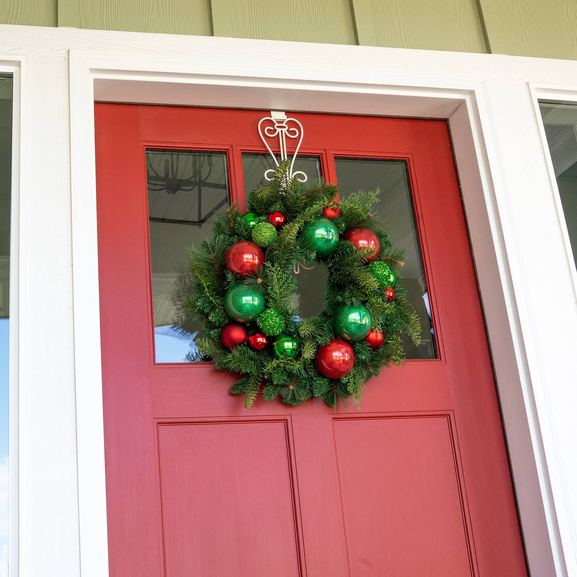 Village Lighting 24" Pre-Lit Christmas Cheer Wreath, Clear LED Lights