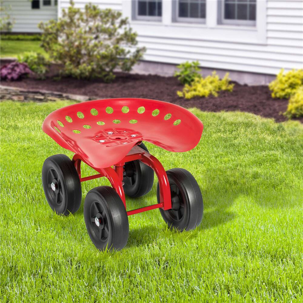 Costway Rolling Garden Cart Heavy Duty Height Adjustable Swivel Work Seat