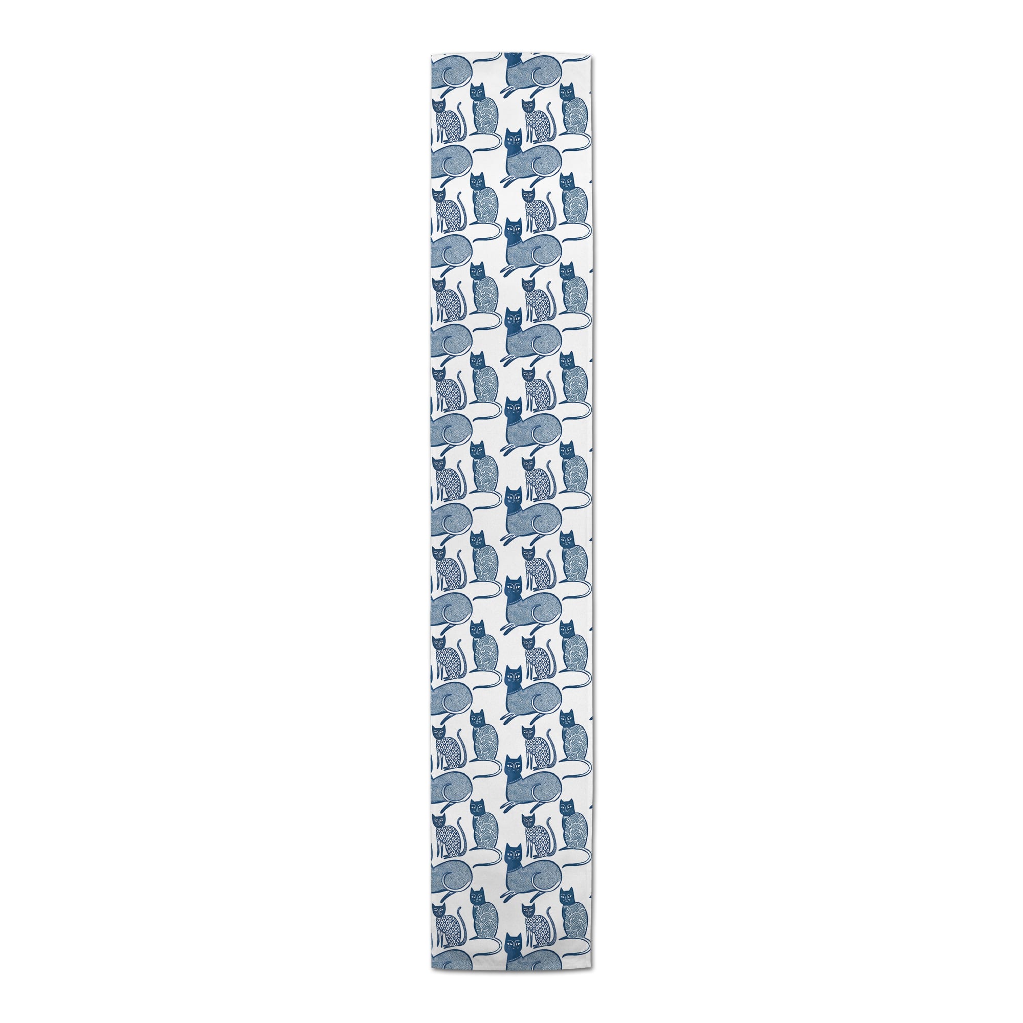 Blue Cat Pattern 16" x 72" Cotton Twill Runner