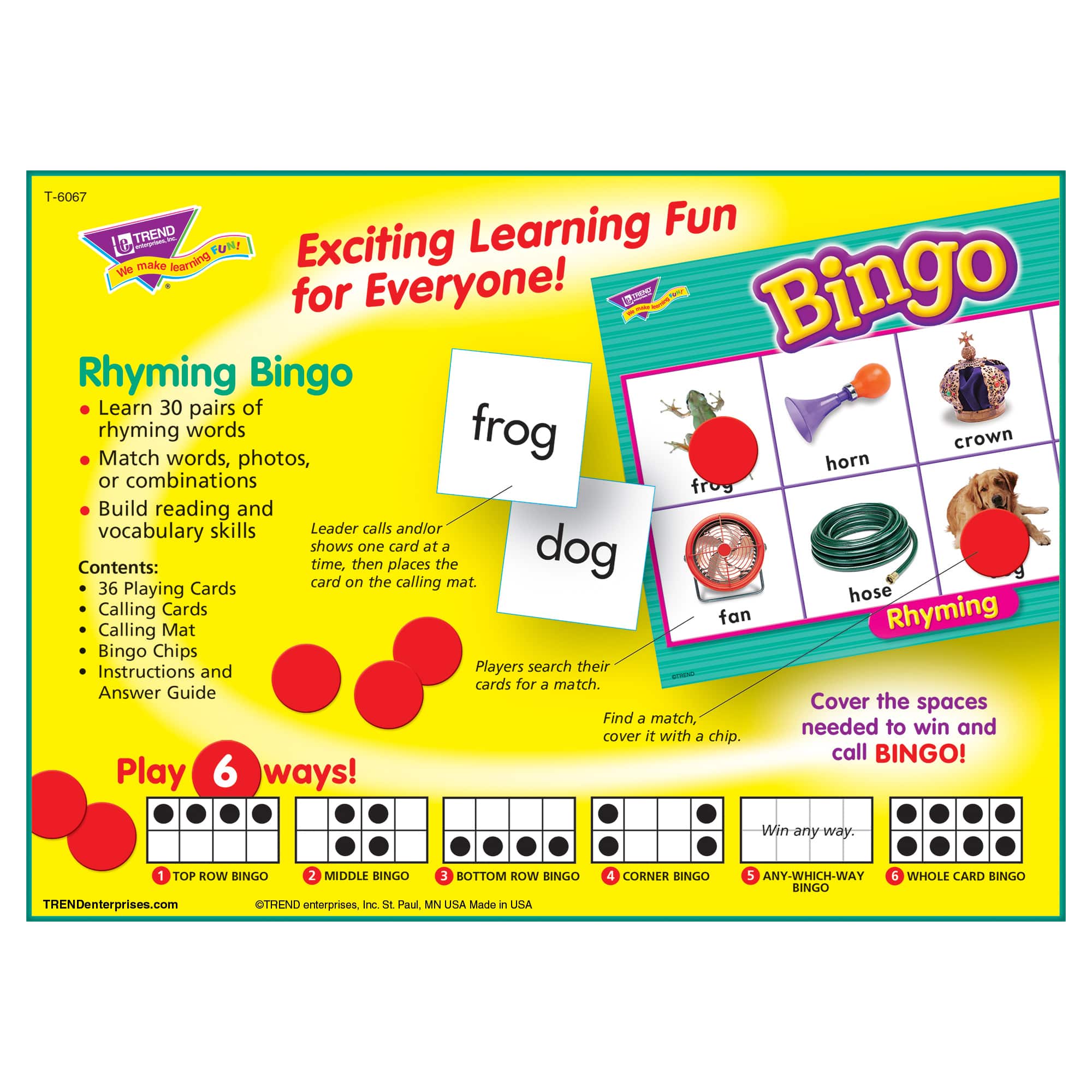 TREND Rhyming Bingo Game