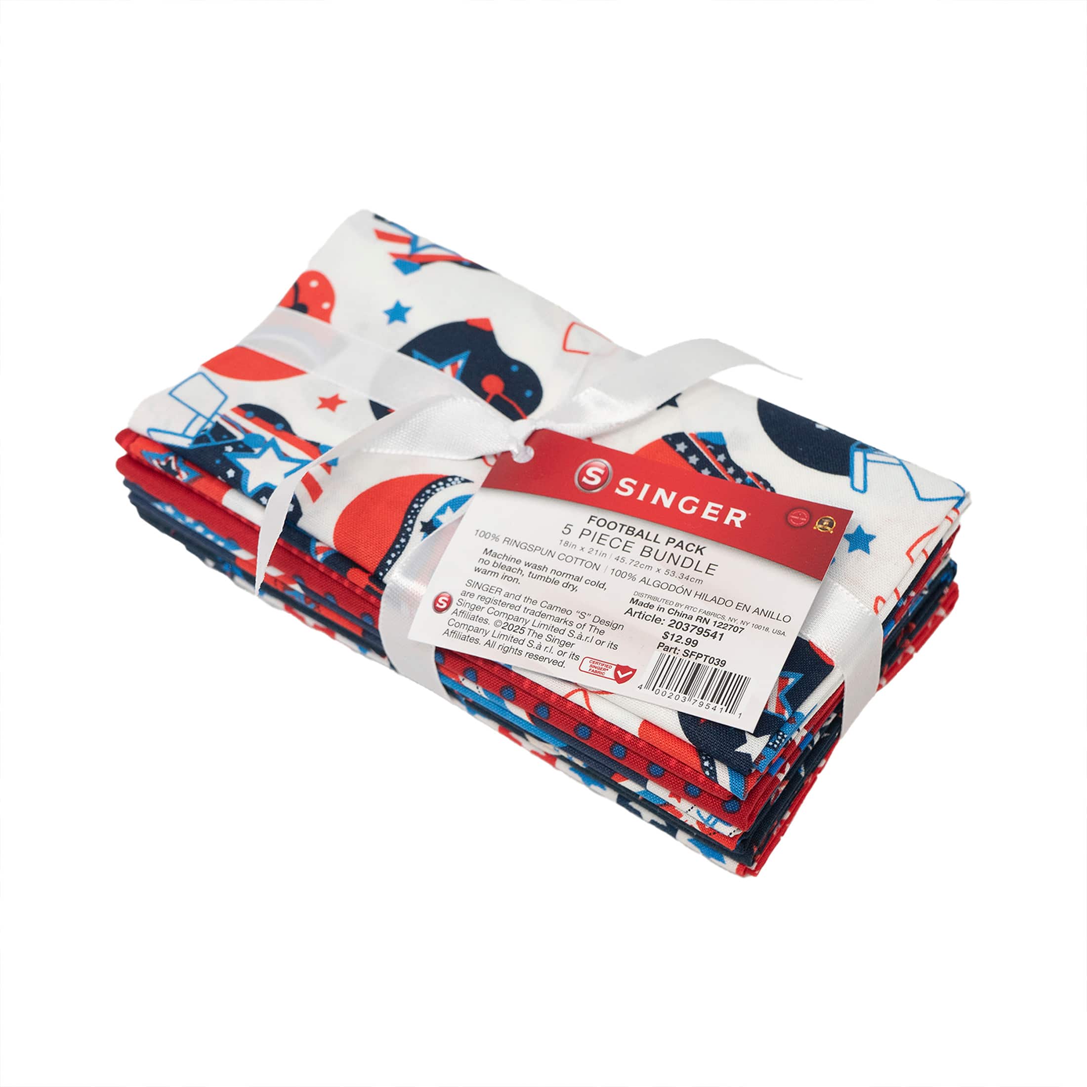 SINGER Patriotic Football Cotton Fabric Bundle