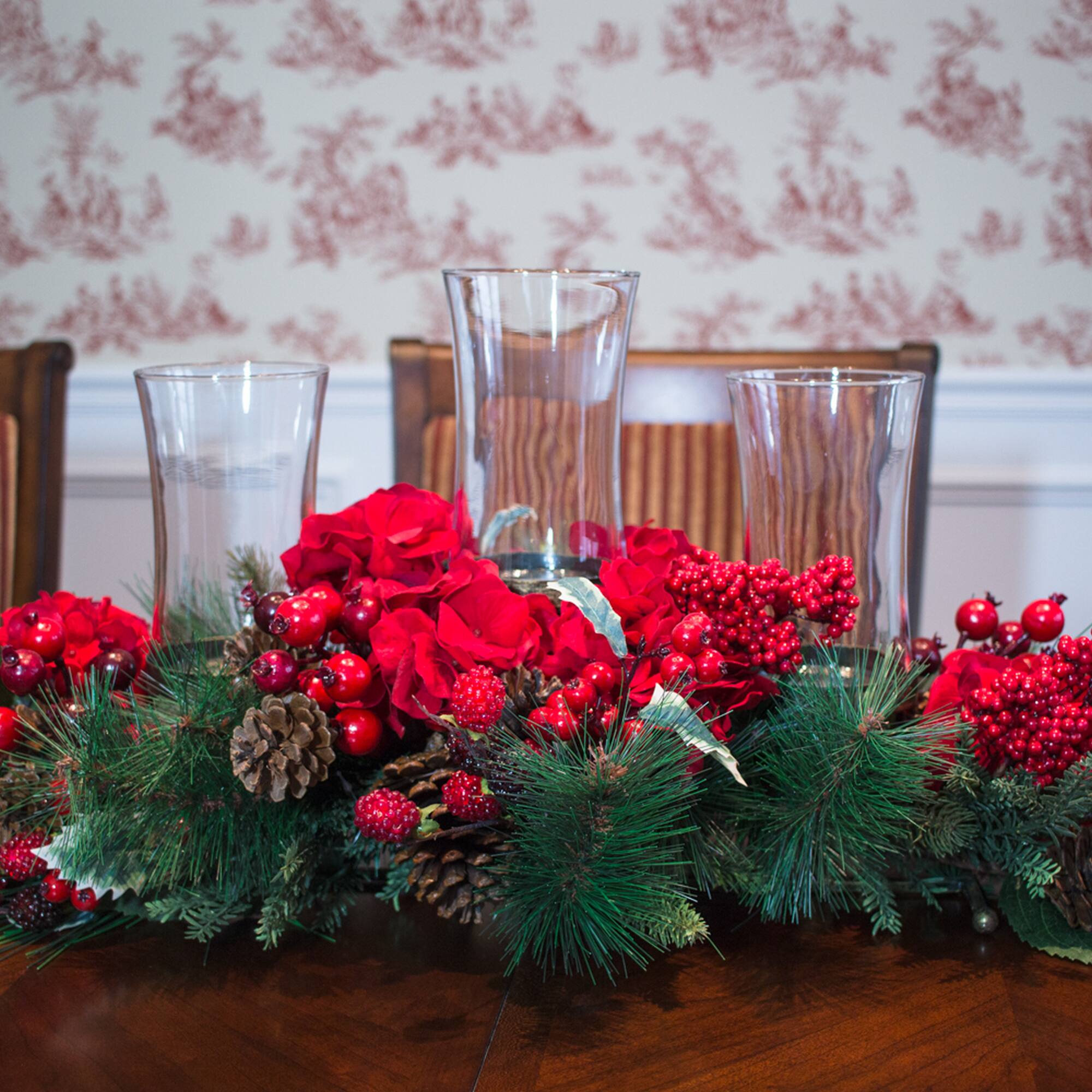 13" Hydrangea Holiday Candelabrum Artificial Arrangement