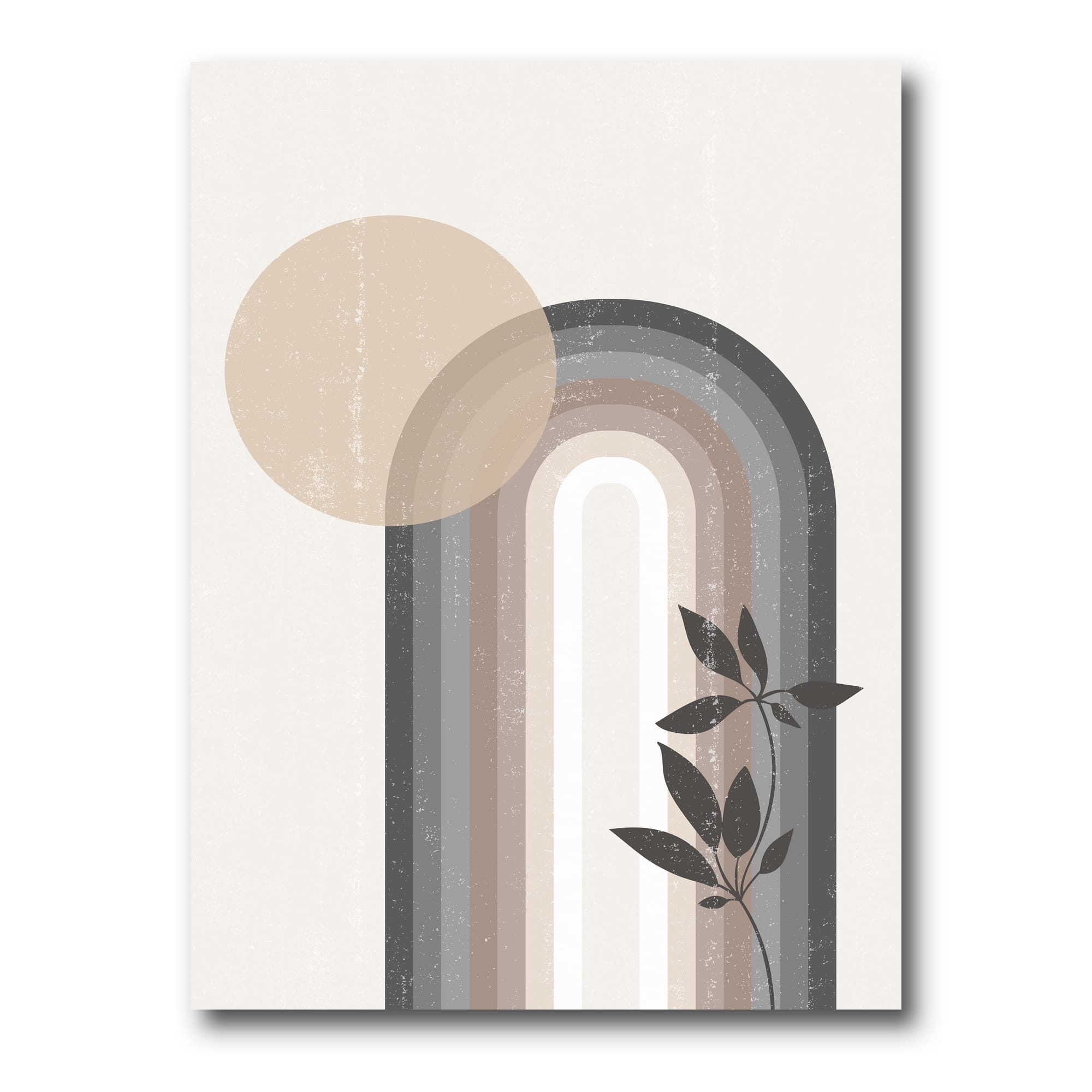 Designart - Abstract Rainbow Sun and Moon In Earth Tones III - Modern Canvas Wall Art Print