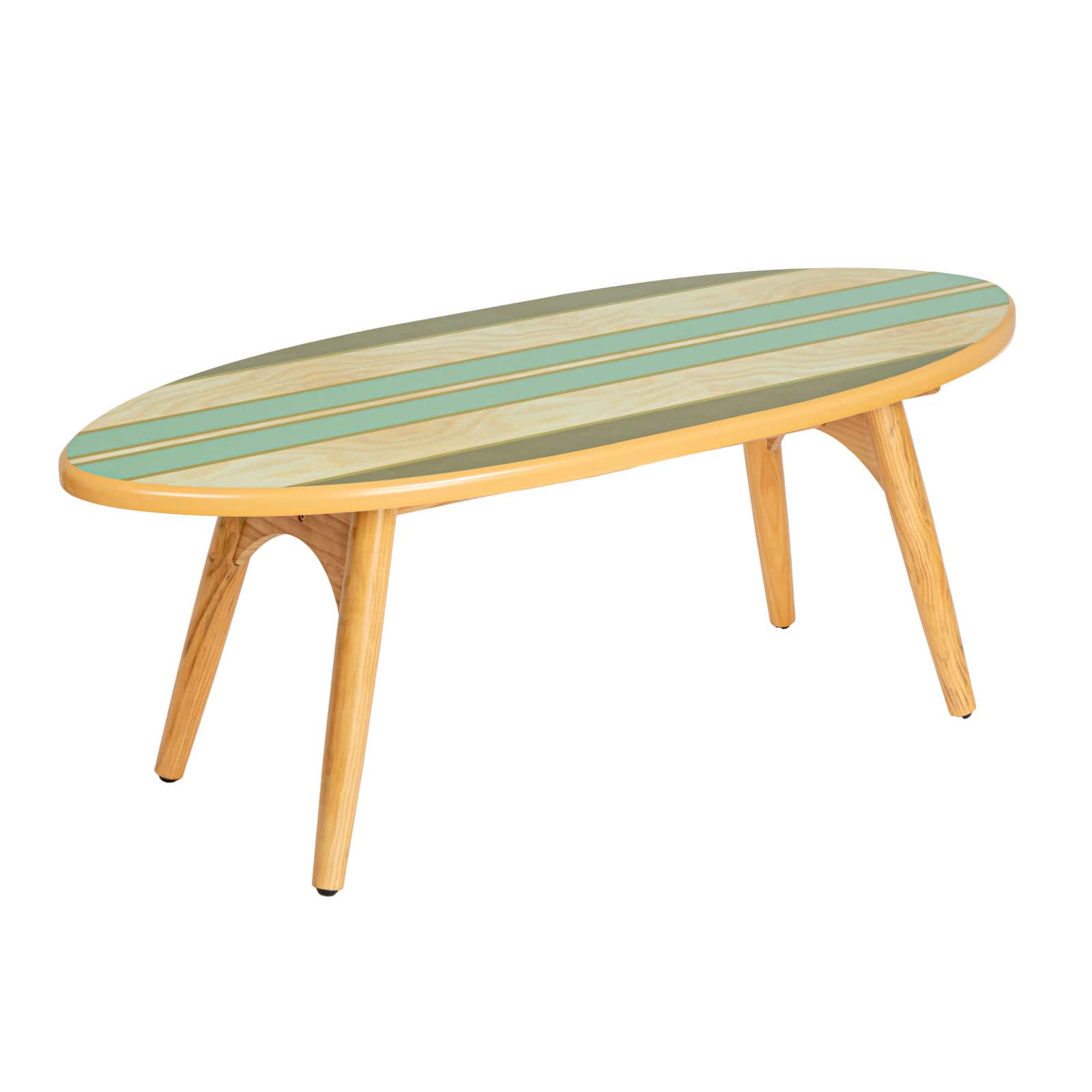 Hello Honey® Multicolor Striped Surfboard Oval Coffee Table