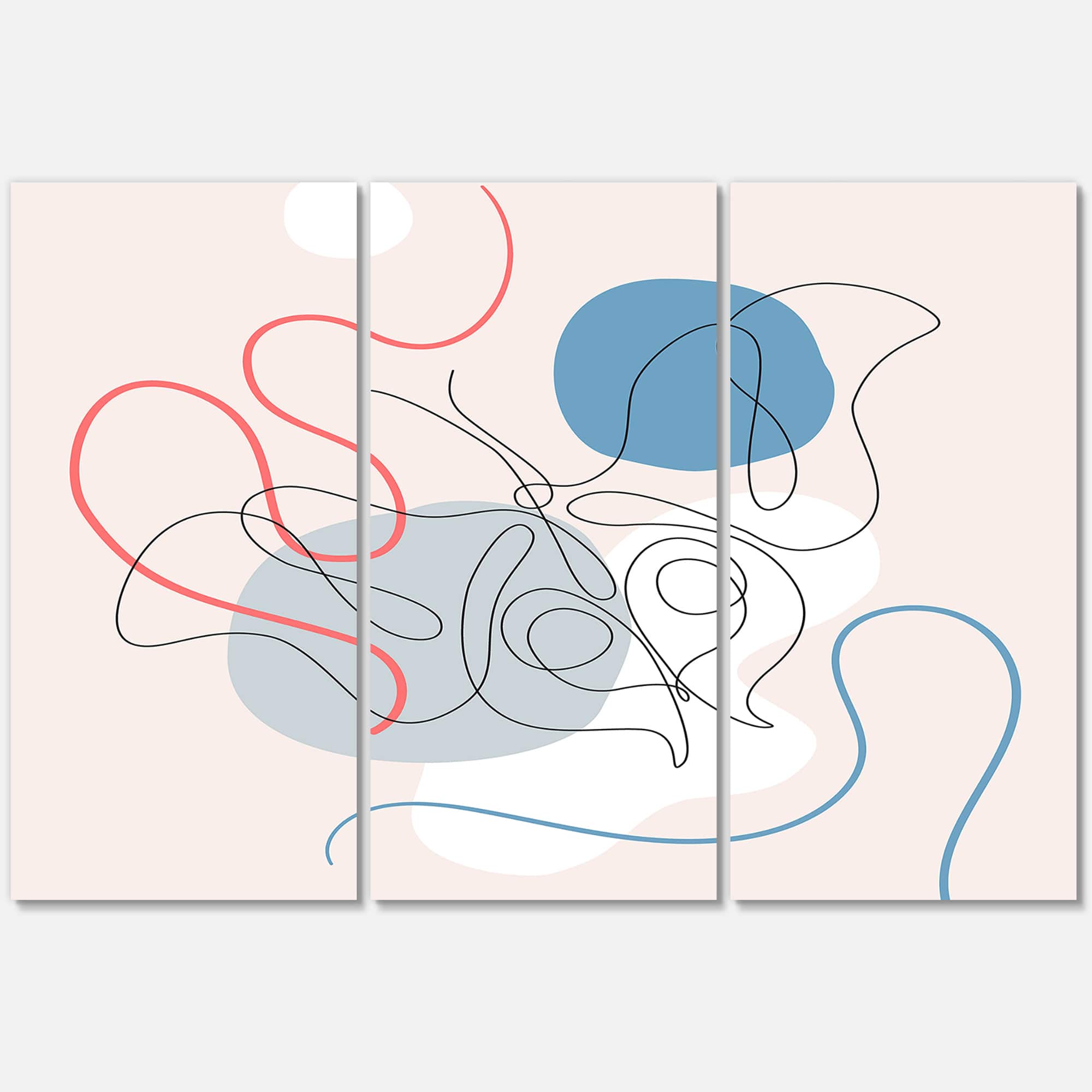 Designart - Butterfly One Line Drawing On Cubism Shapes II - Modern Canvas Wall Art Print