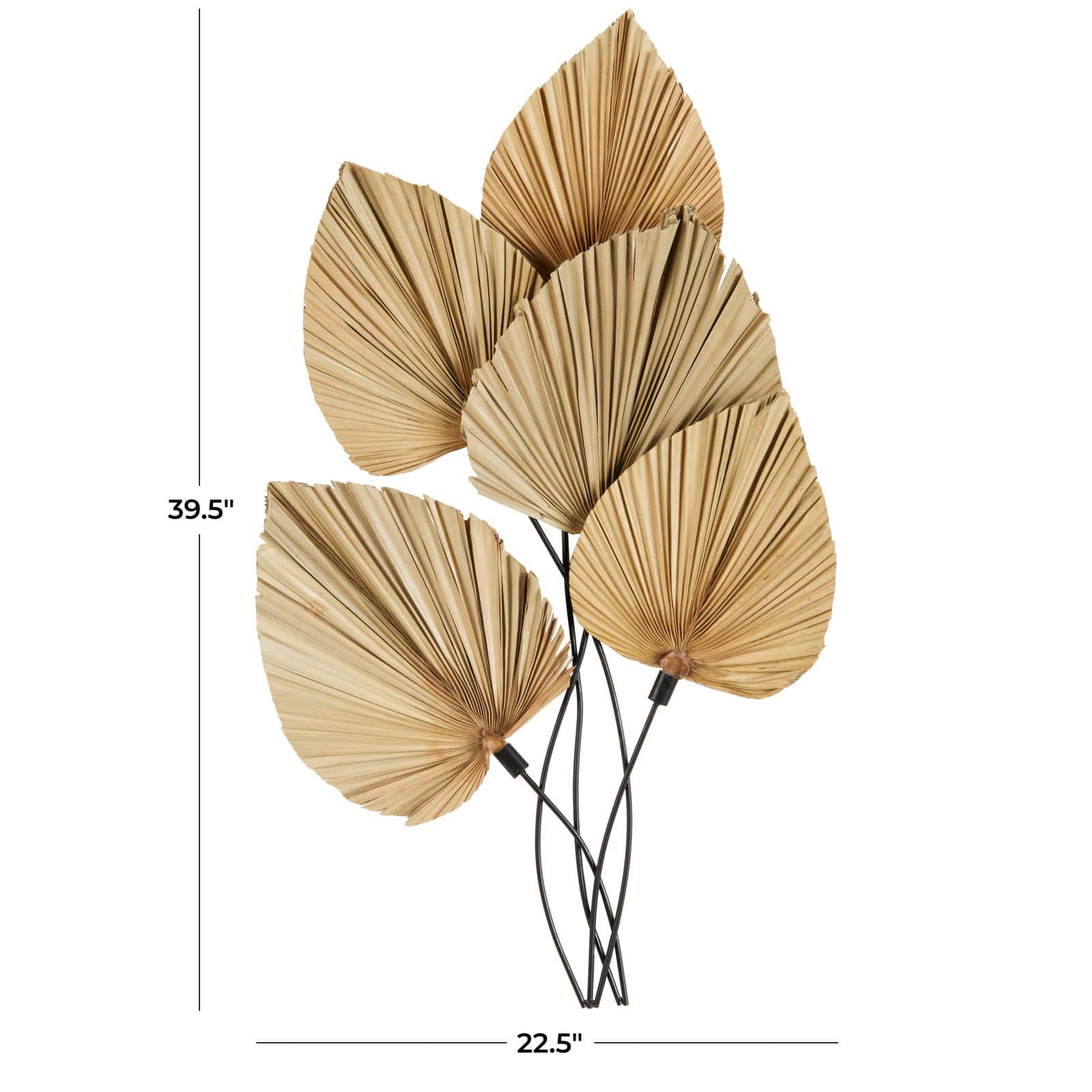 23" x 40" Brown Metal Leaf Layered with Palm Leaf Accents Wall Décor