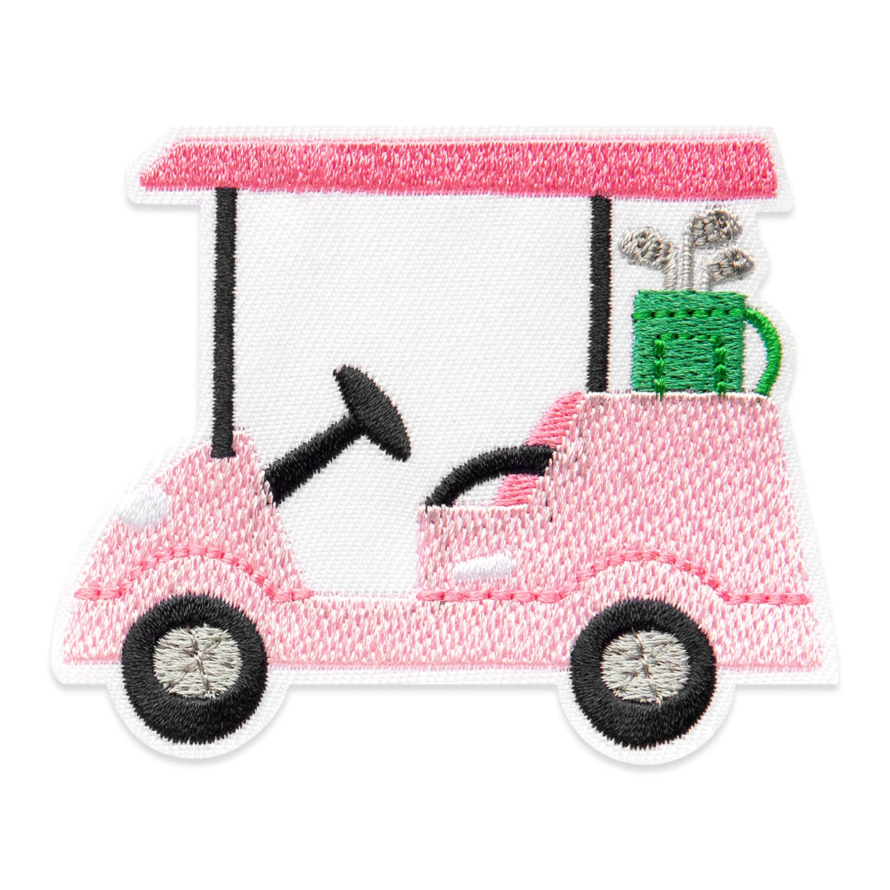 Pink Golf Cart Embroidered Iron-On & Adhesive Patch by Make Market®