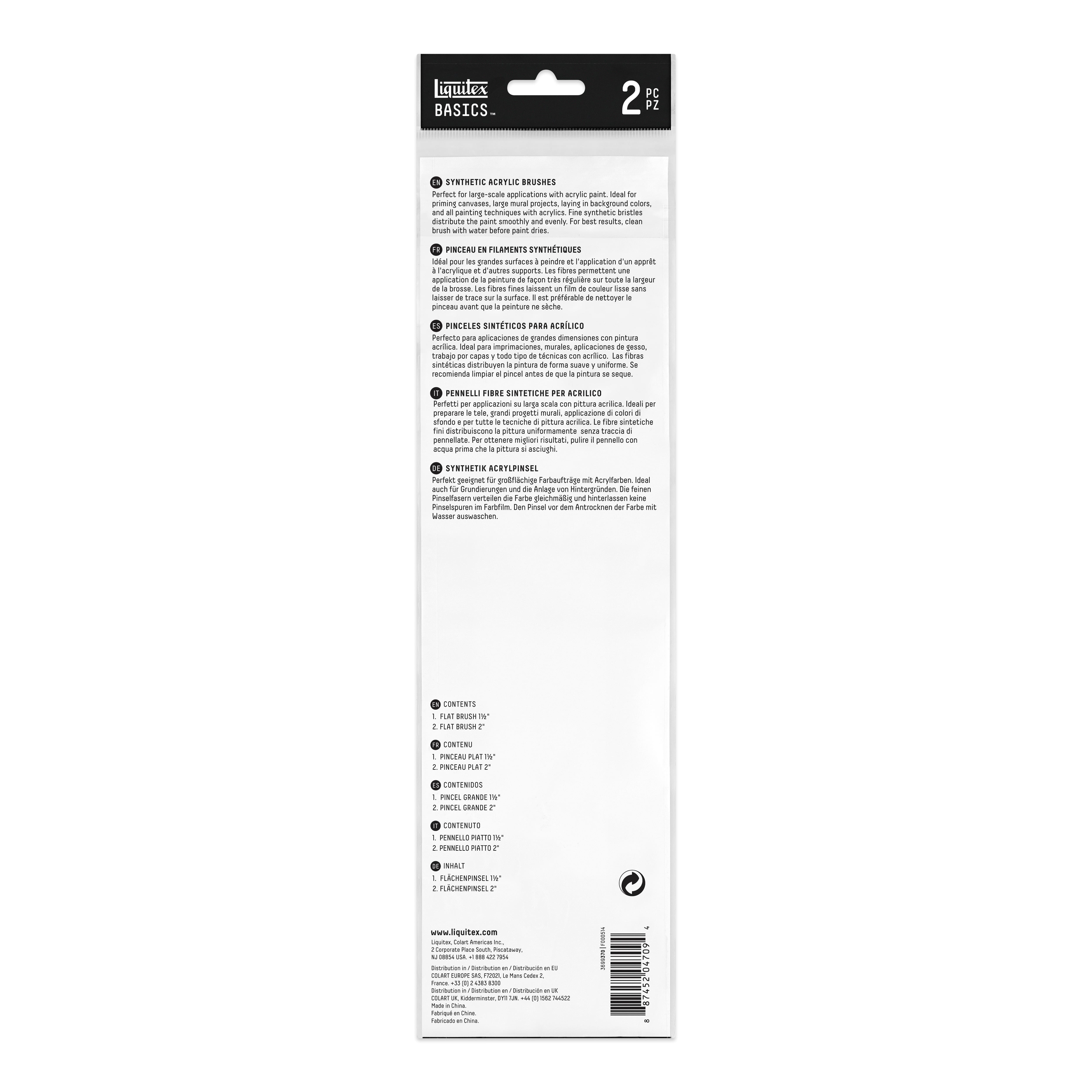 Liquitex® BASICS® Synthetic Hair 2 Piece Flat Brush Set