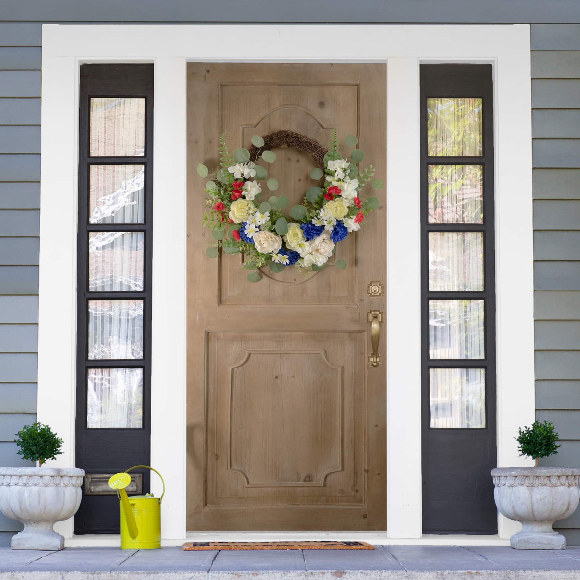 24" Americana Mixed Floral Patriotic Grapevine Wreath