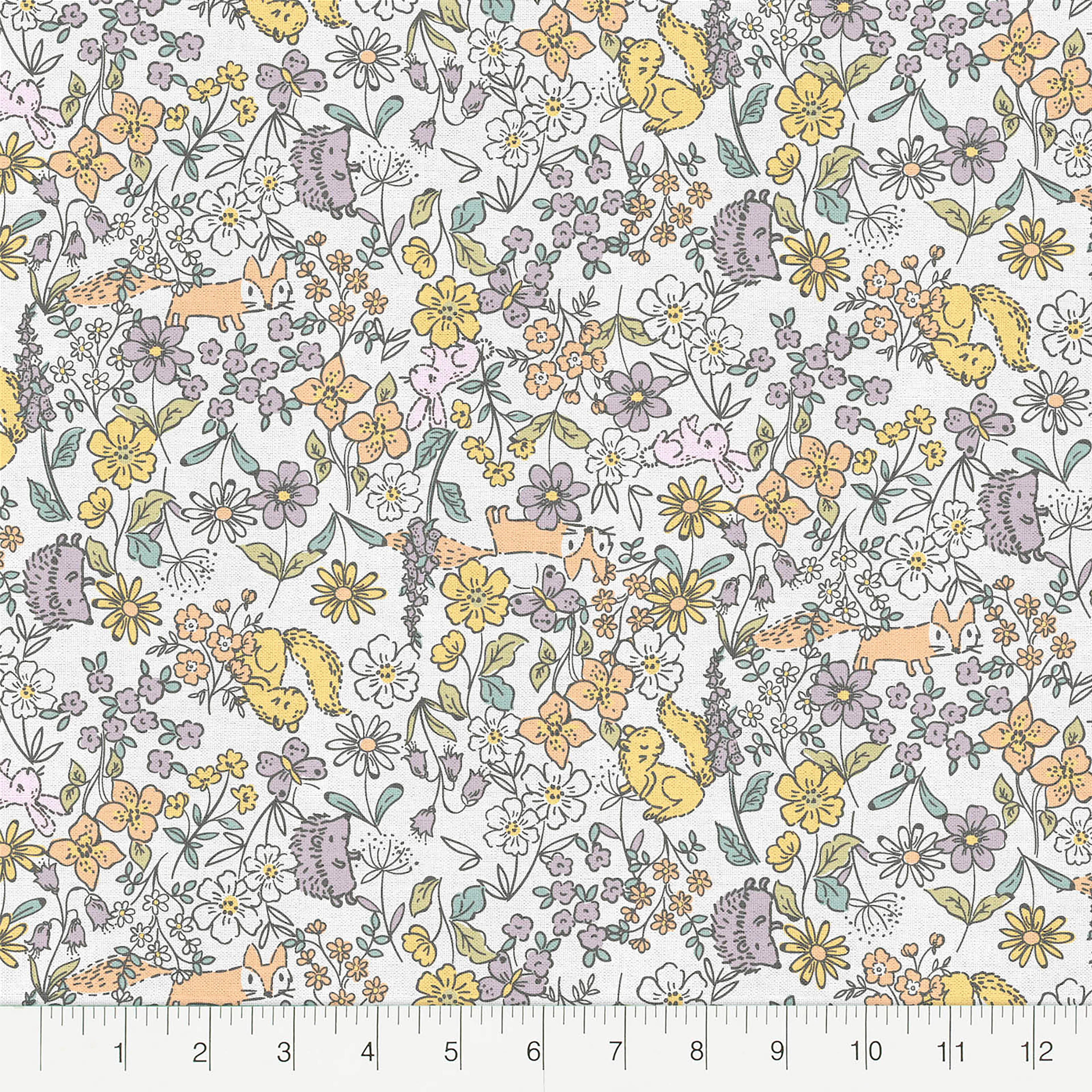 Fabric Editions White Peekaboo Cuties Cotton Fabric