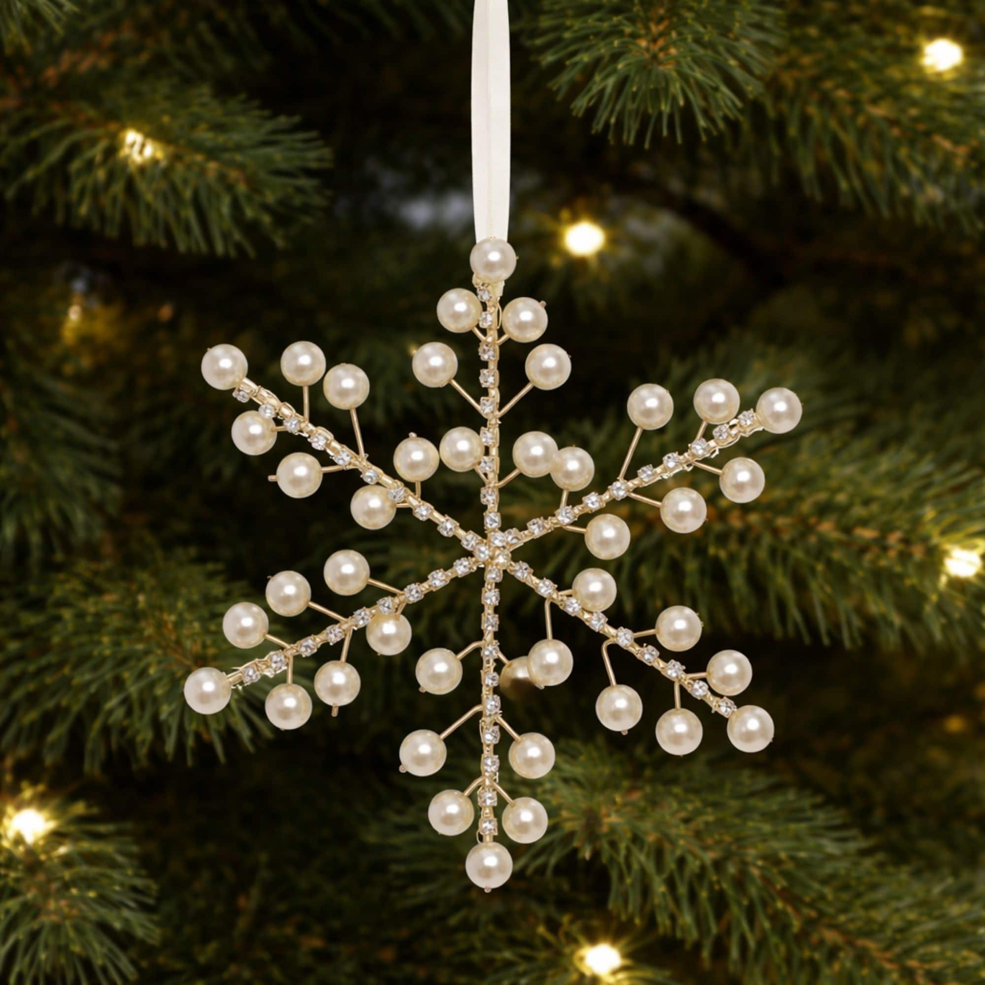 Melrose 7.75" White & Gold Snowflake Ornaments, 12ct.