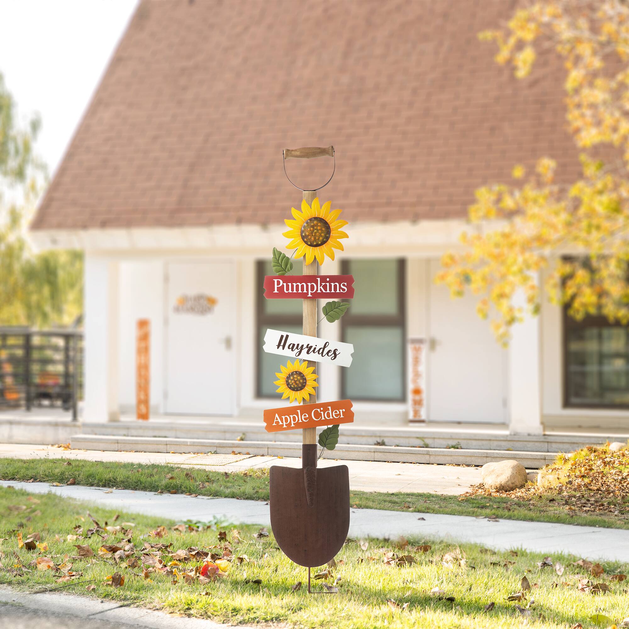Glitzhome® 4ft. Fall Wood & Metal Shovel Yard Stake