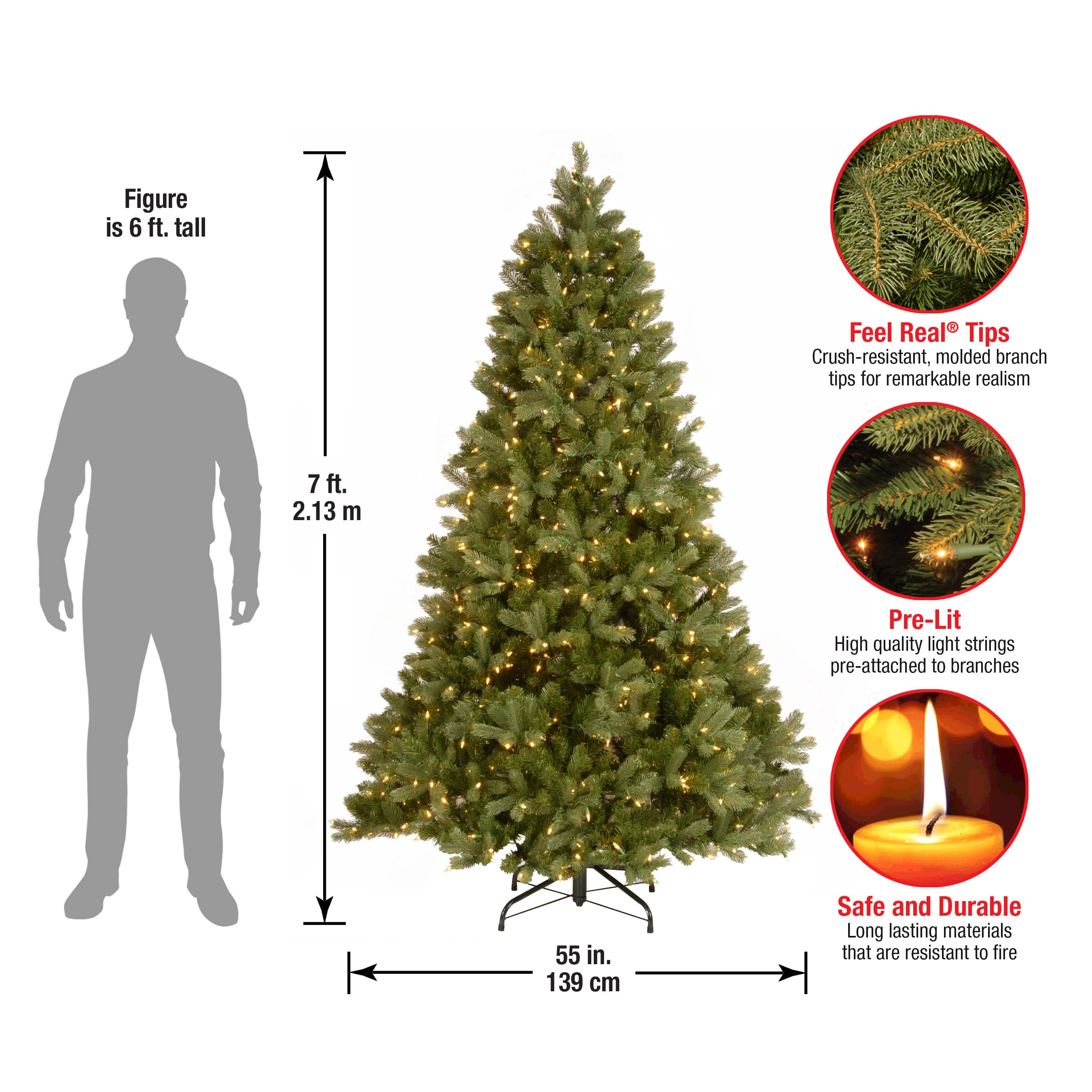 7ft. Pre-Lit Downswept Douglas® Fir Tree, Clear Lights