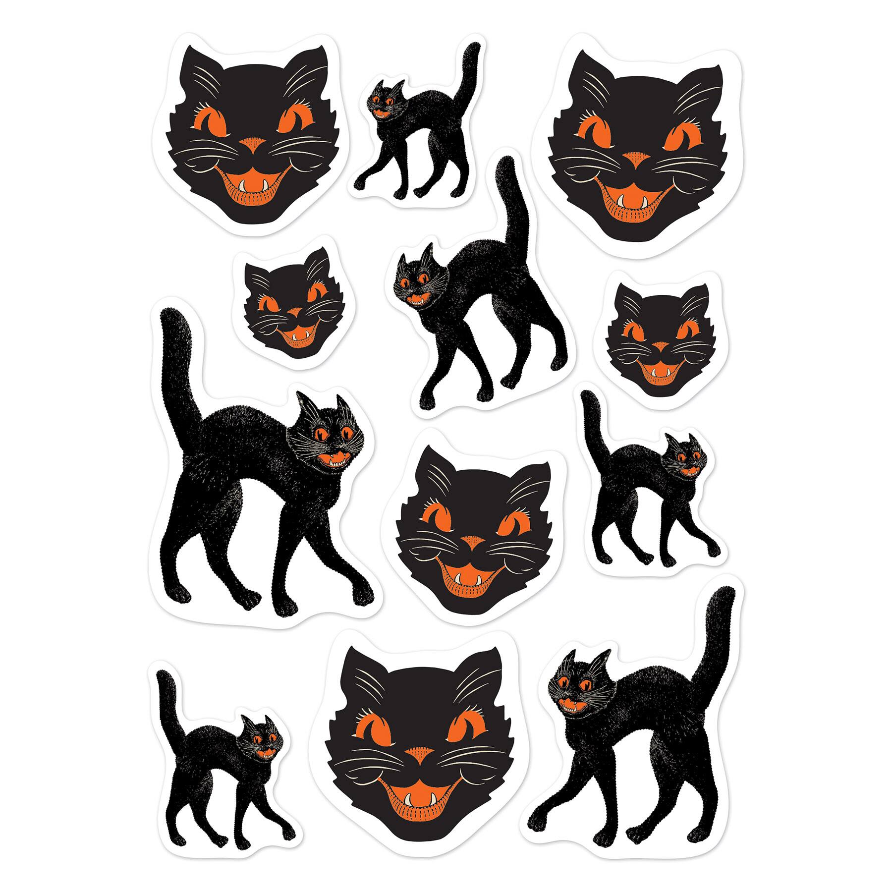 Beistle Black Cat Vintage Halloween Sticker Packs, 3ct.
