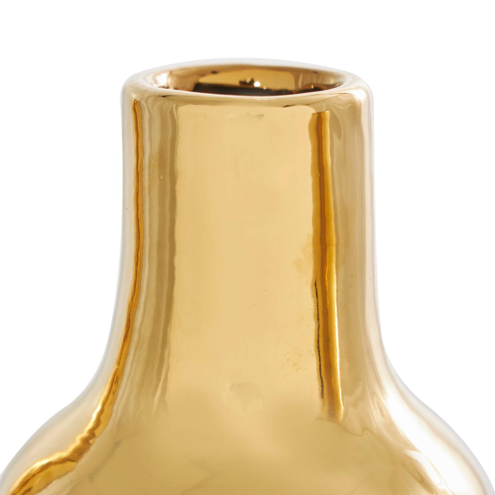 Gold Ceramic Abstract Bubble Ribbed Vase Set