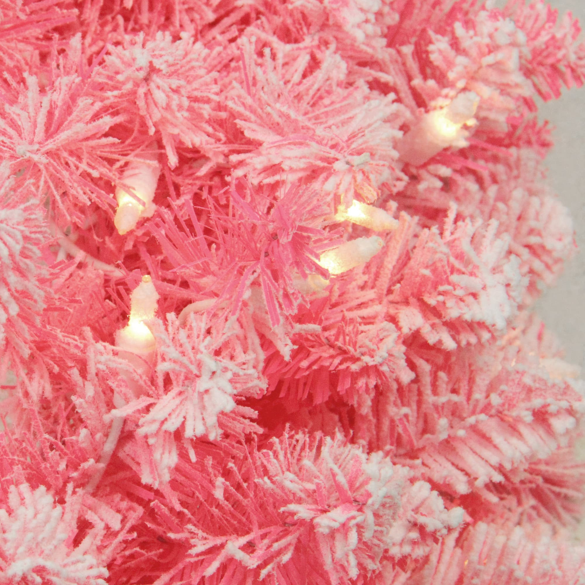 6ft. Pre-Lit Flocked Pink Pine Artificial Christmas Tree, Clear Lights