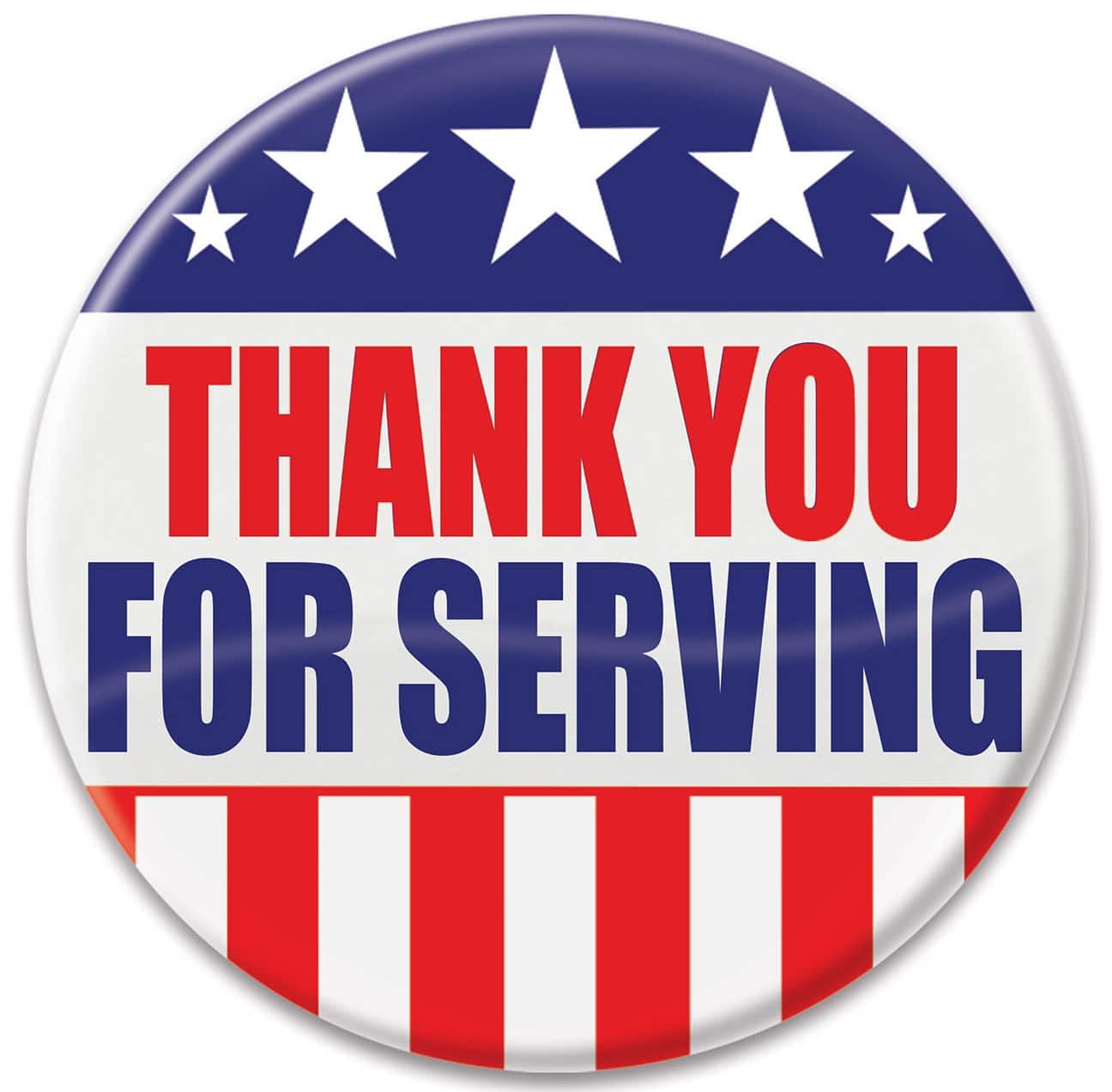 Beistle 2" Red, White & Blue Thank You for Serving Buttons, 6ct.