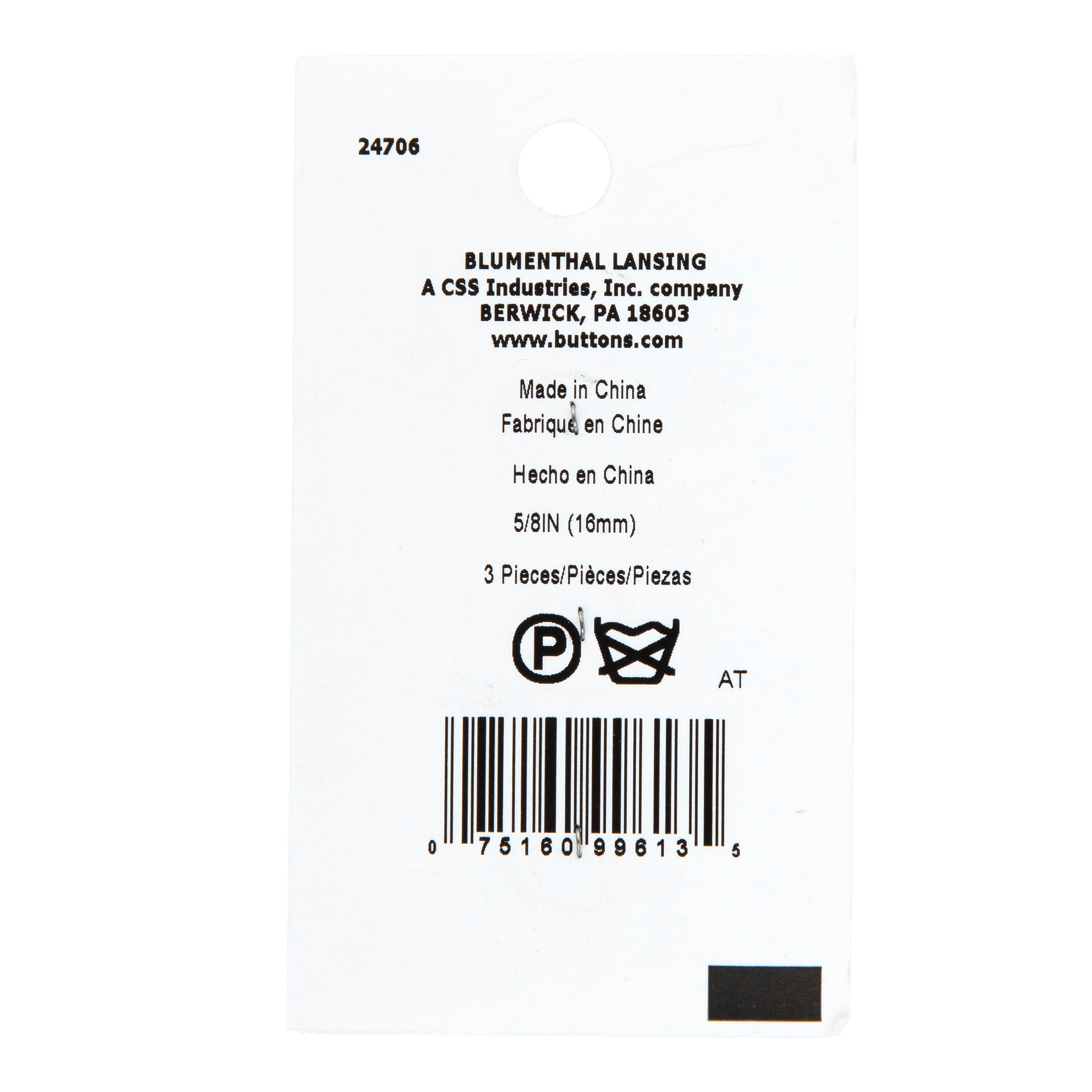 LaMode 5/8" Pewter 2-Hole Buttons, 3ct.