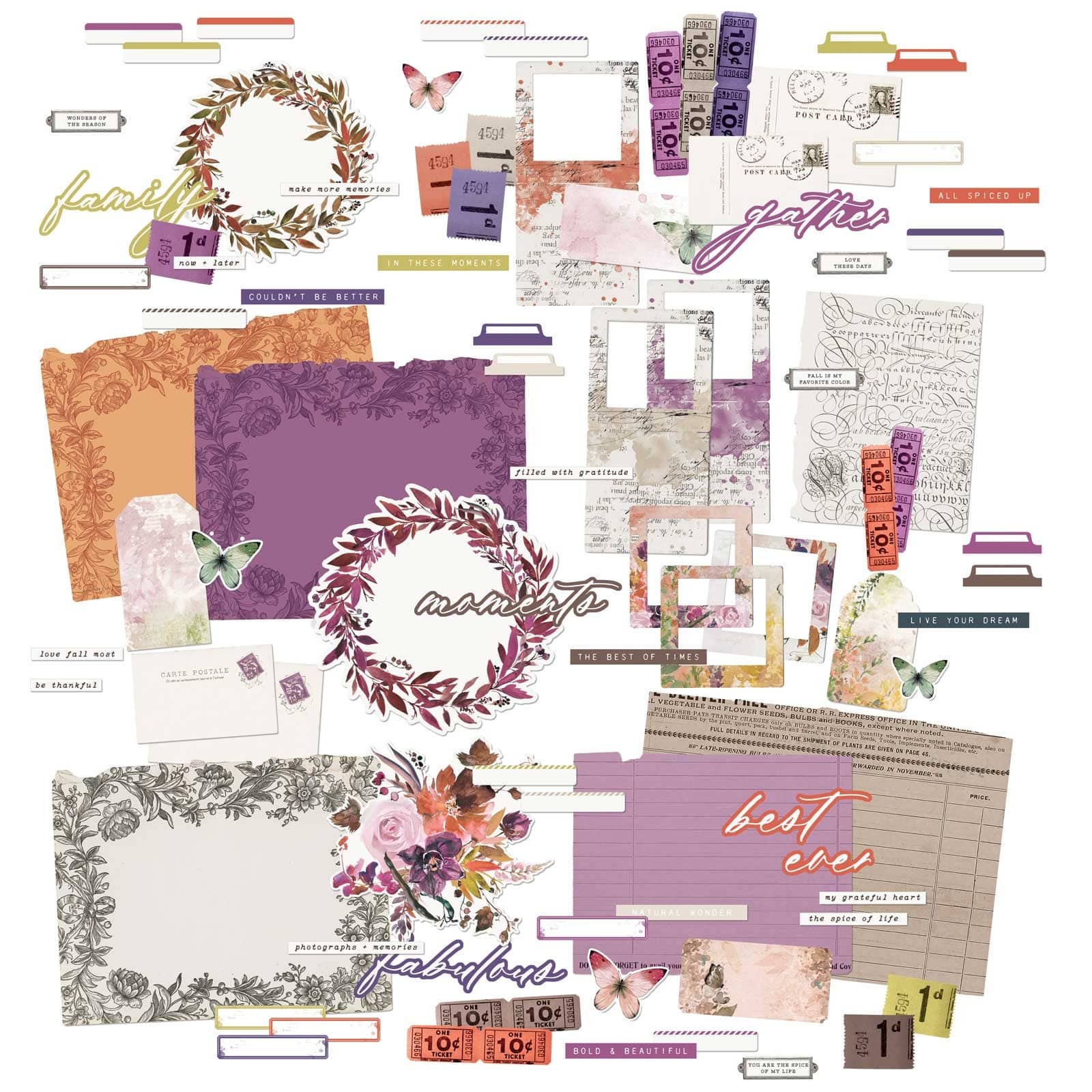 49 and Market ARToptions Plum Grove Ephemera Bits Set