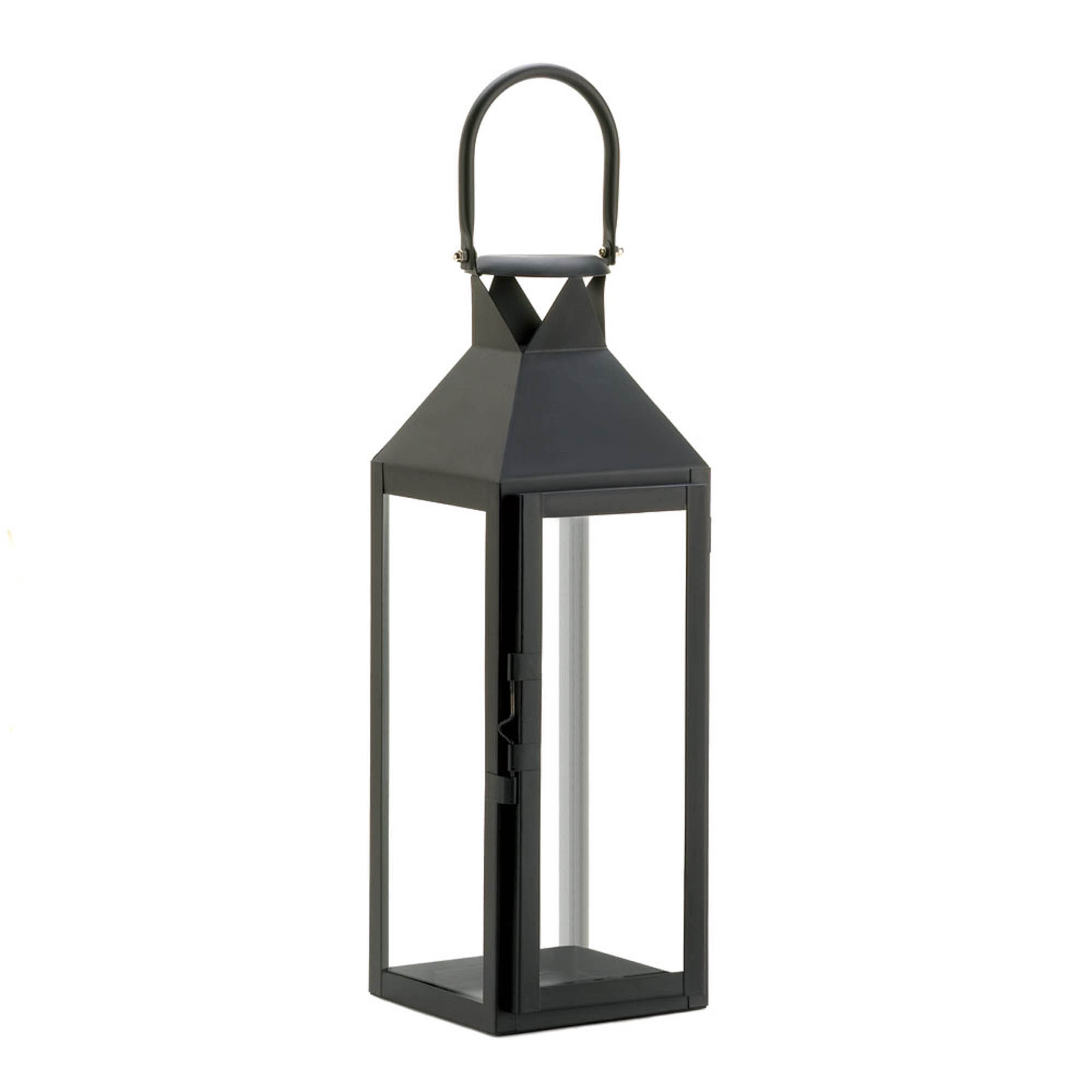 15" Sleek Metal Manhattan Candle Lantern with Handle