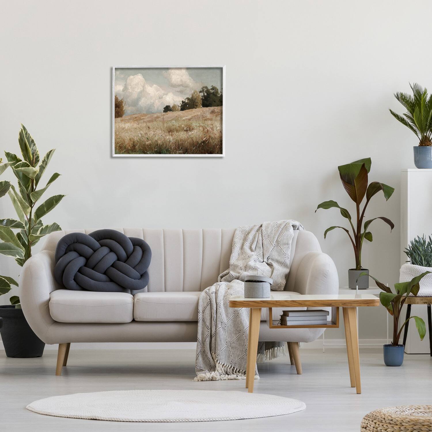 Stupell Industries Classic Cloudy Field Landscape Framed Giclee Art