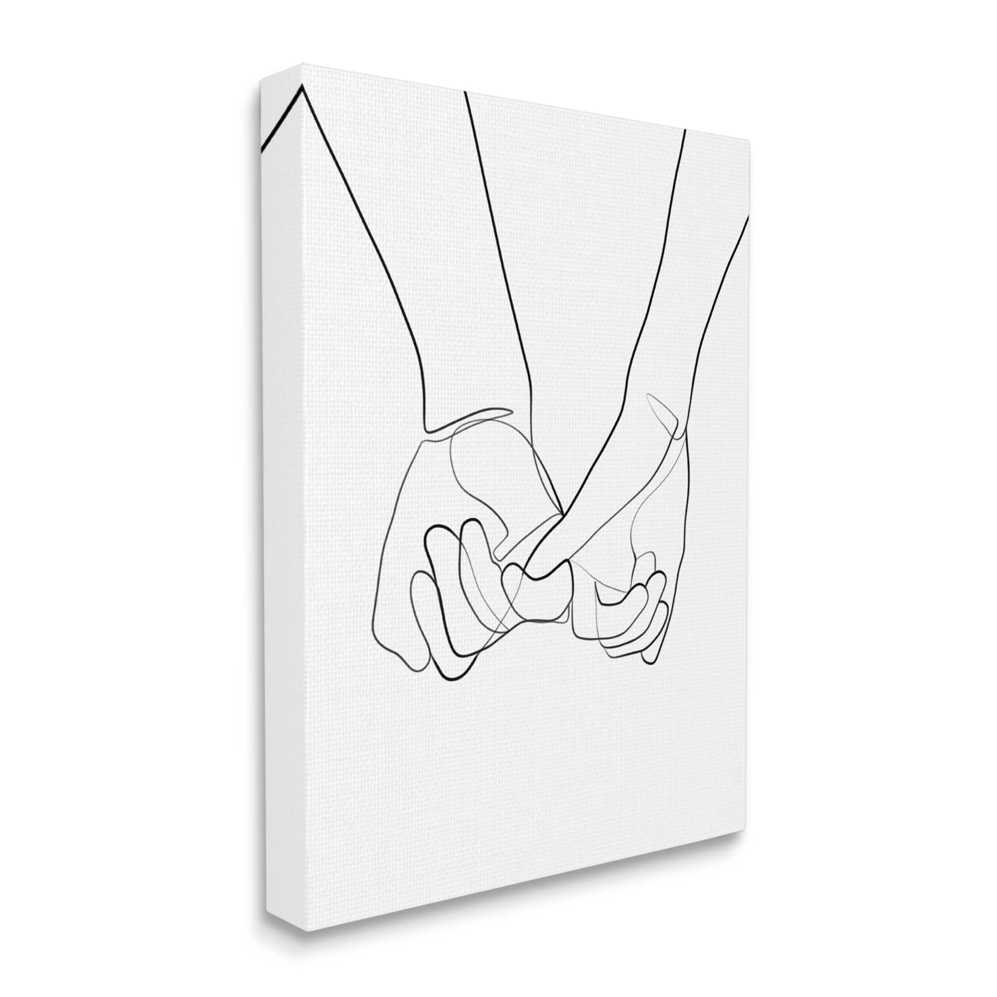 Stupell Industries Fluid Line Abstract Couple Holding Hands Black White Canvas Wall Art