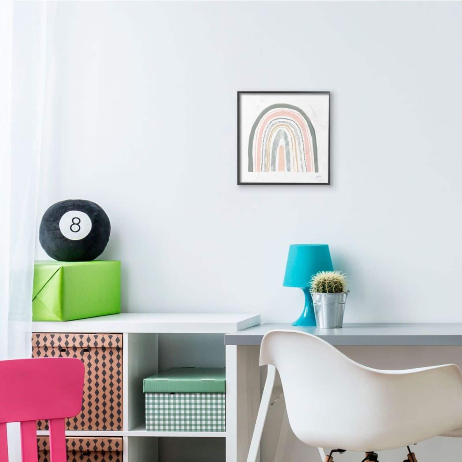 Stupell Industries Gray & Pink Rainbow Wall Art with Black Frame