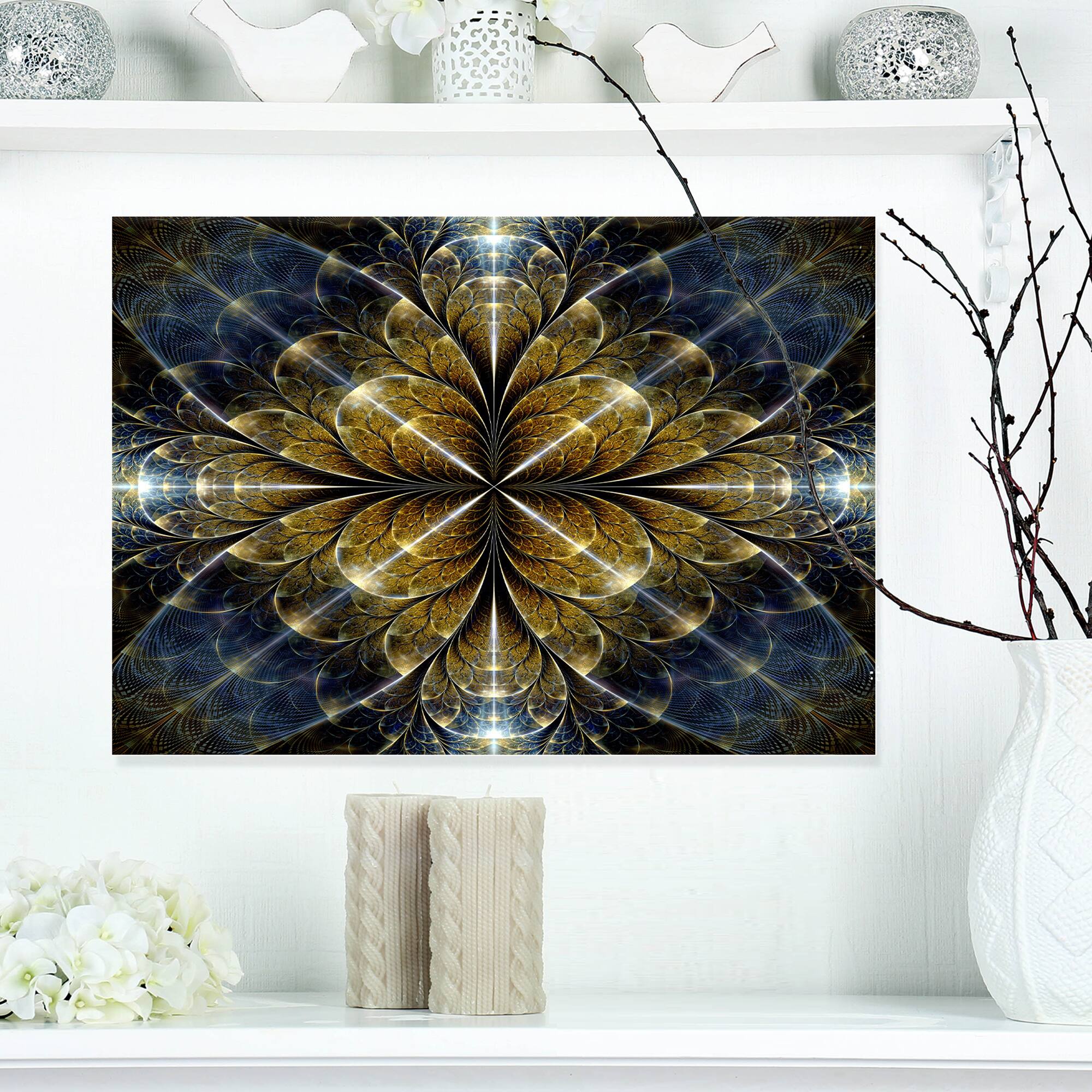 Designart - Digital Gold Fractal Flower Pattern