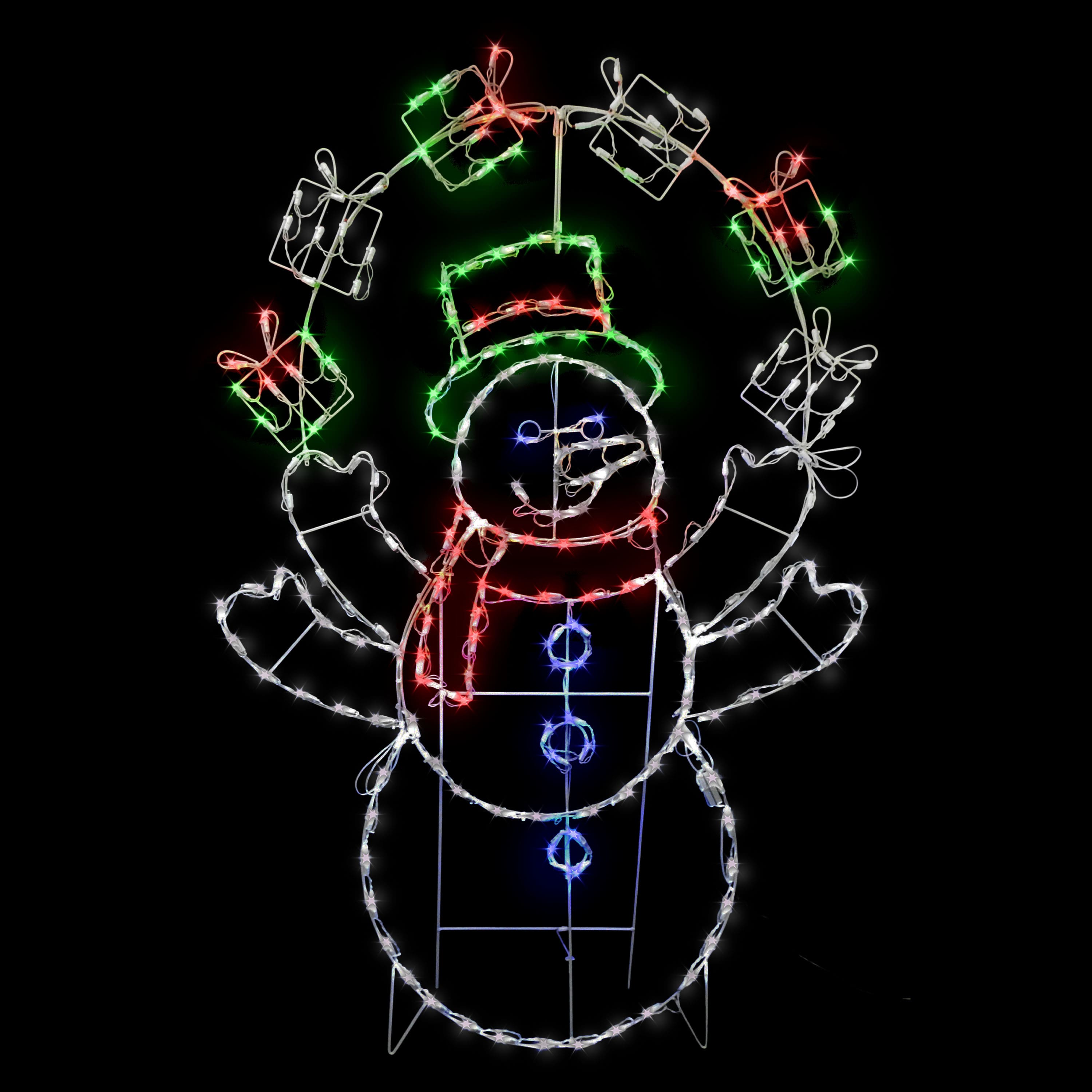 5 ft Pre-Lit Multicolor LED 2D Snowman Décor