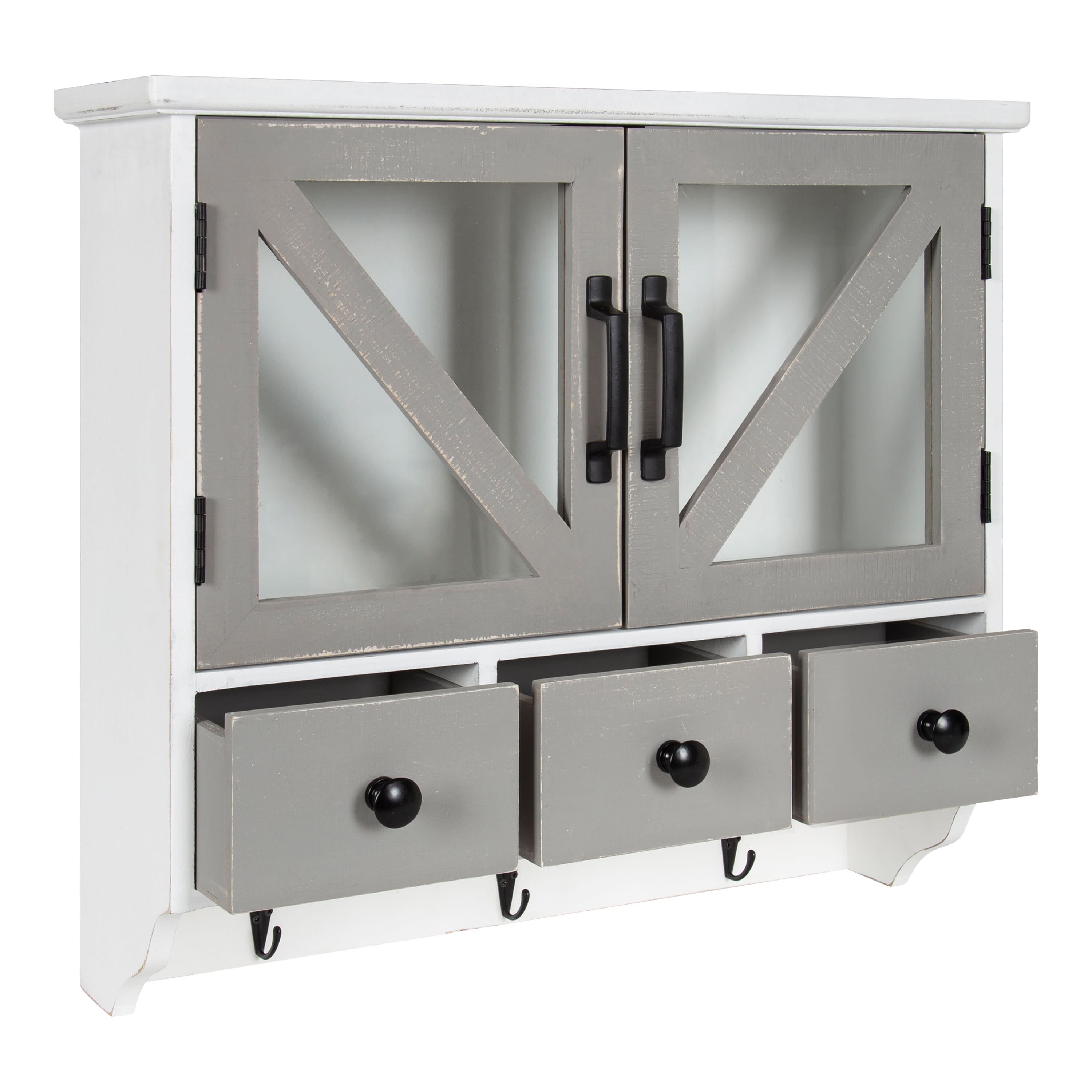 Kate and Laurel Hutchins Decorative Three Drawer Wood Wall Cabinet